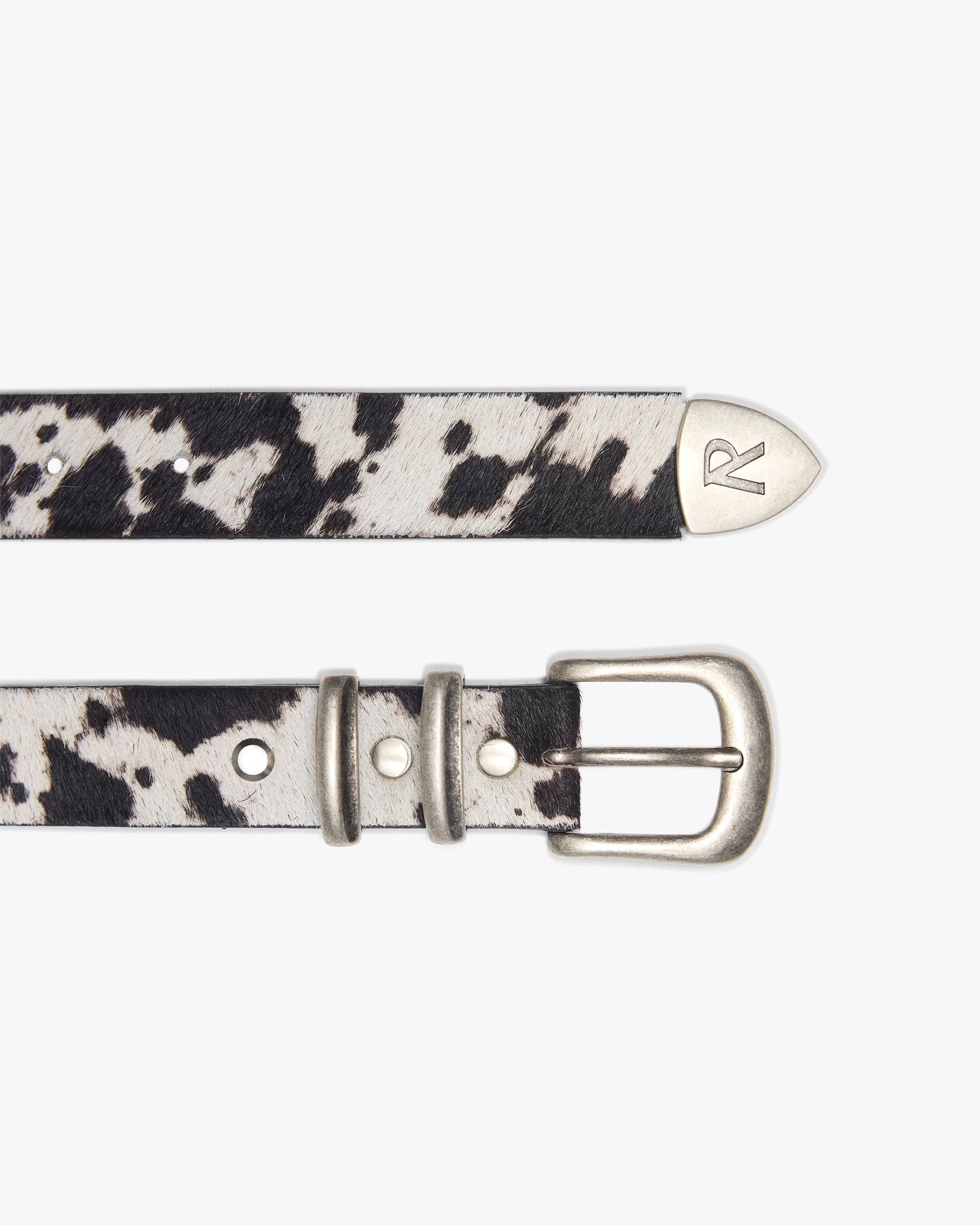 Cowhide Rodeo Belt - Flat White Jet Black - Image 2