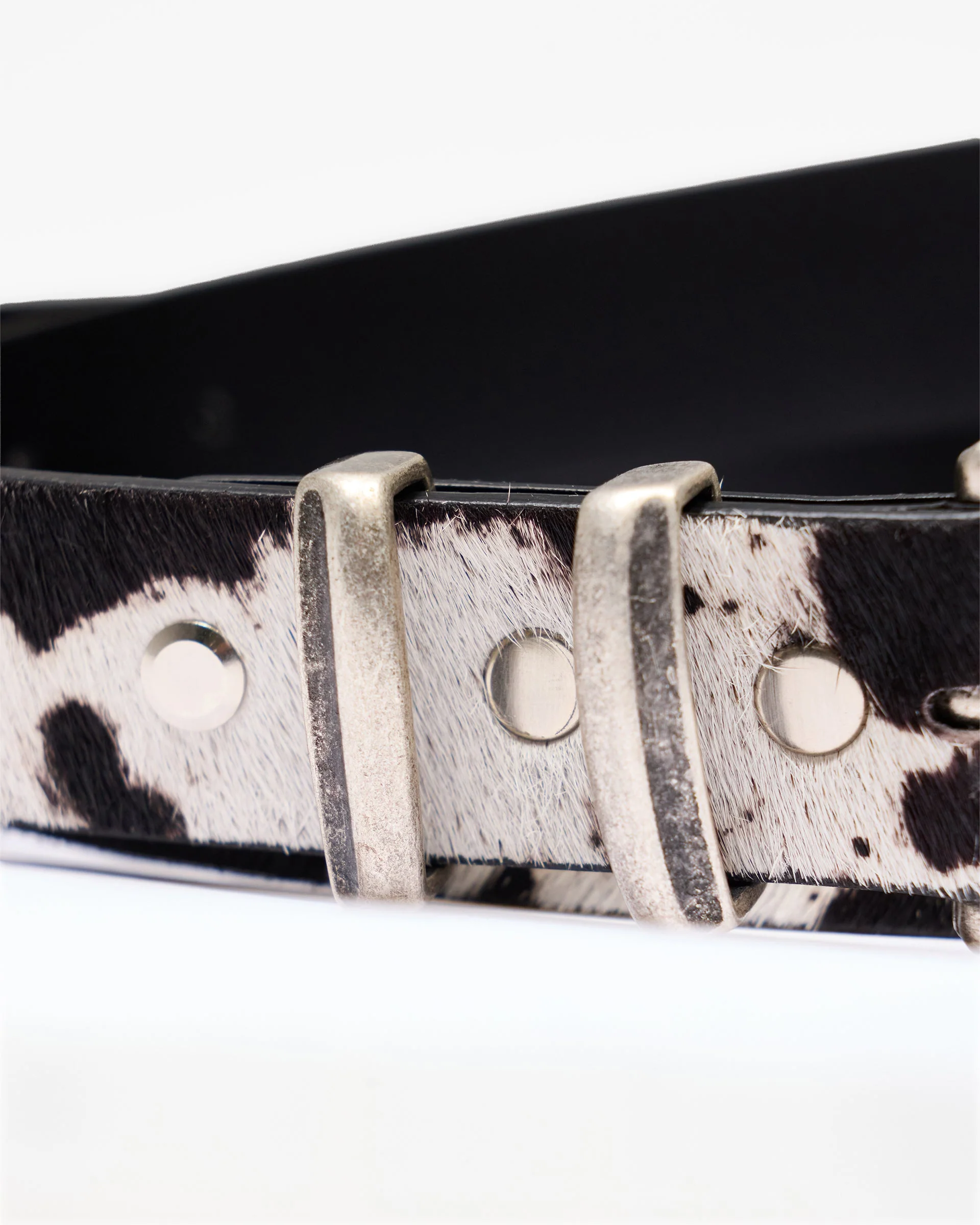 Cowhide Rodeo Belt - Flat White Jet Black - Image 6