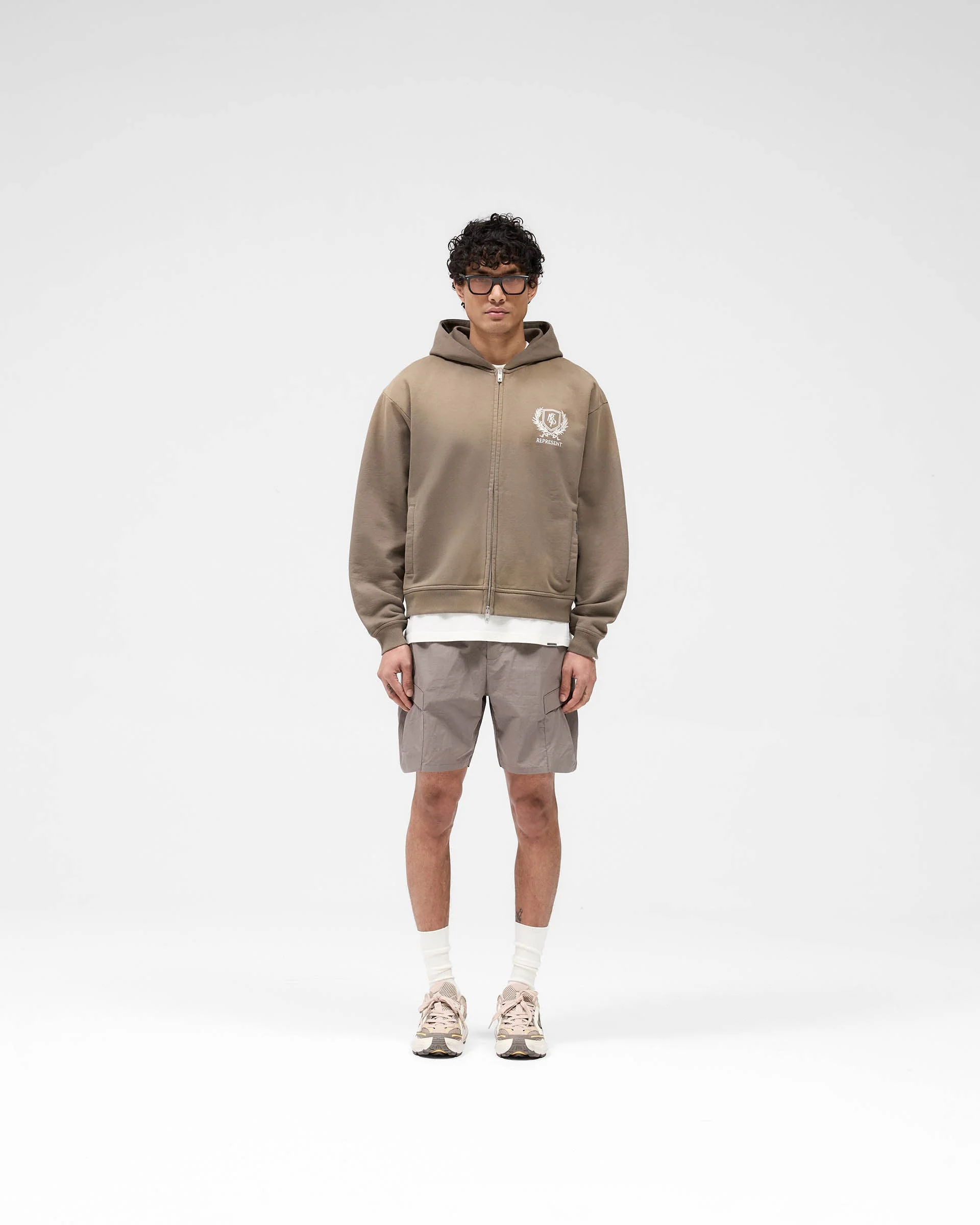 Crest Zip Up Hoodie - Dark Taupe - Image 6