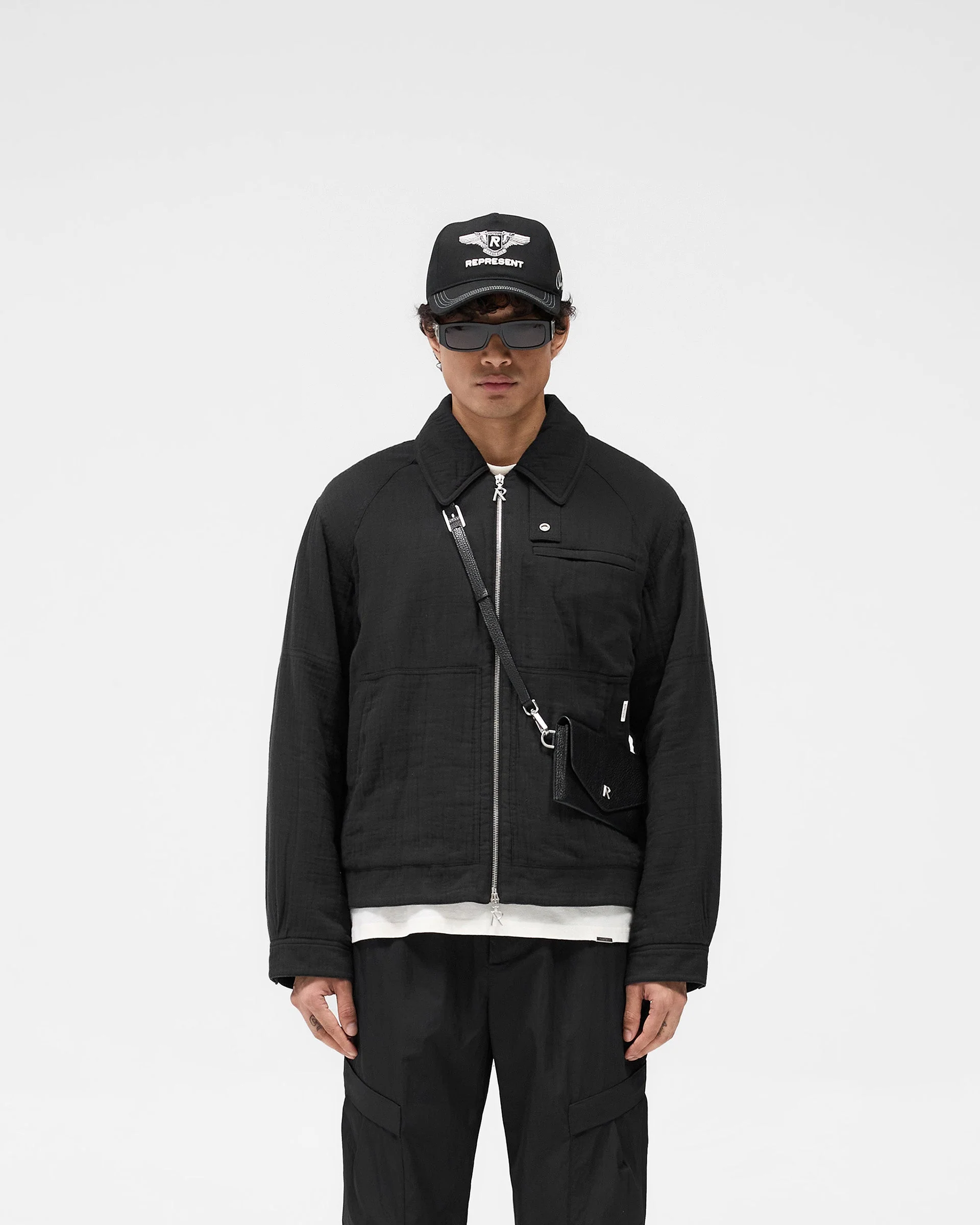 Crinkle Trucker Jacket - Black - Image 3