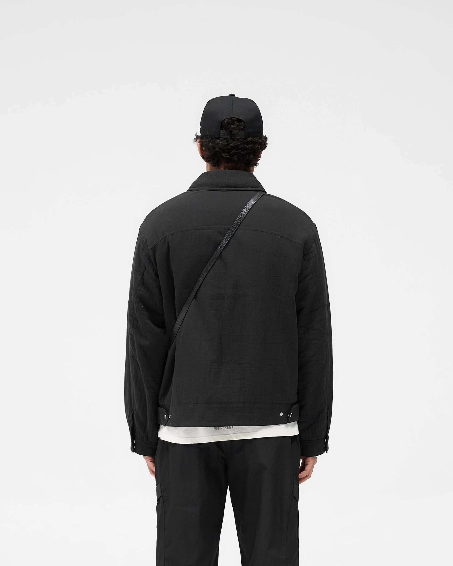 Crinkle Trucker Jacket - Black - Image 4