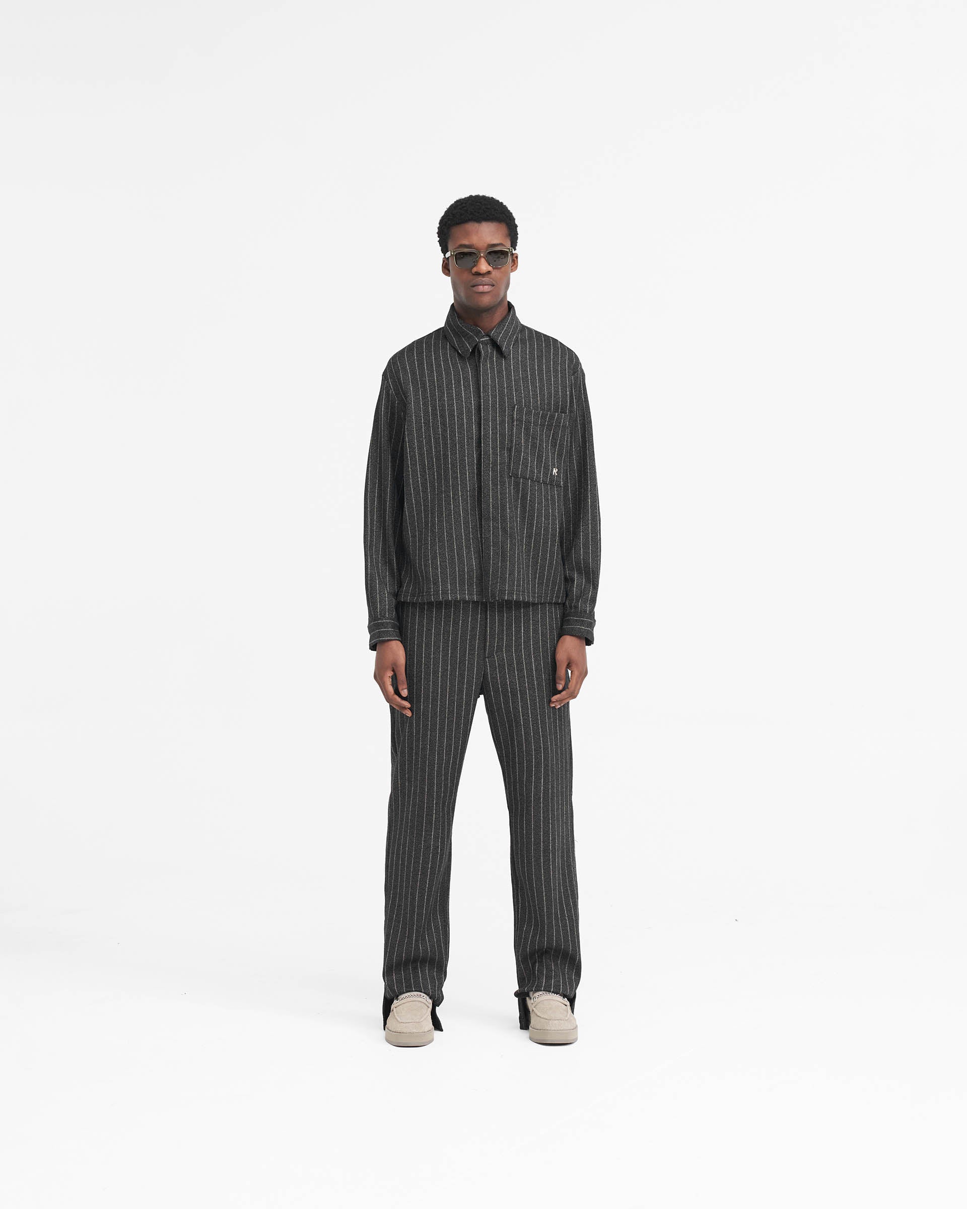Cropped Dress Shirt - Black Pinstripe - Image 10