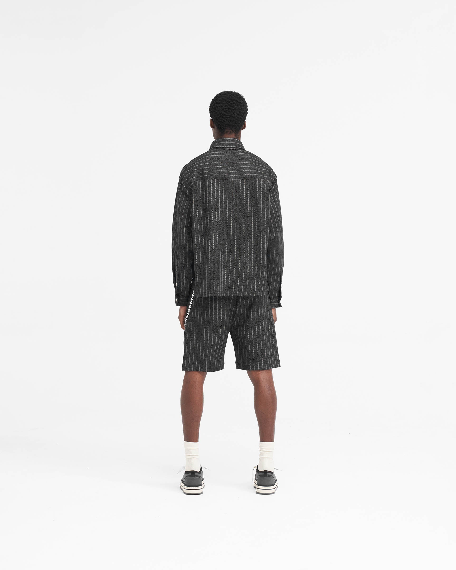 Cropped Dress Shirt - Black Pinstripe - Image 12