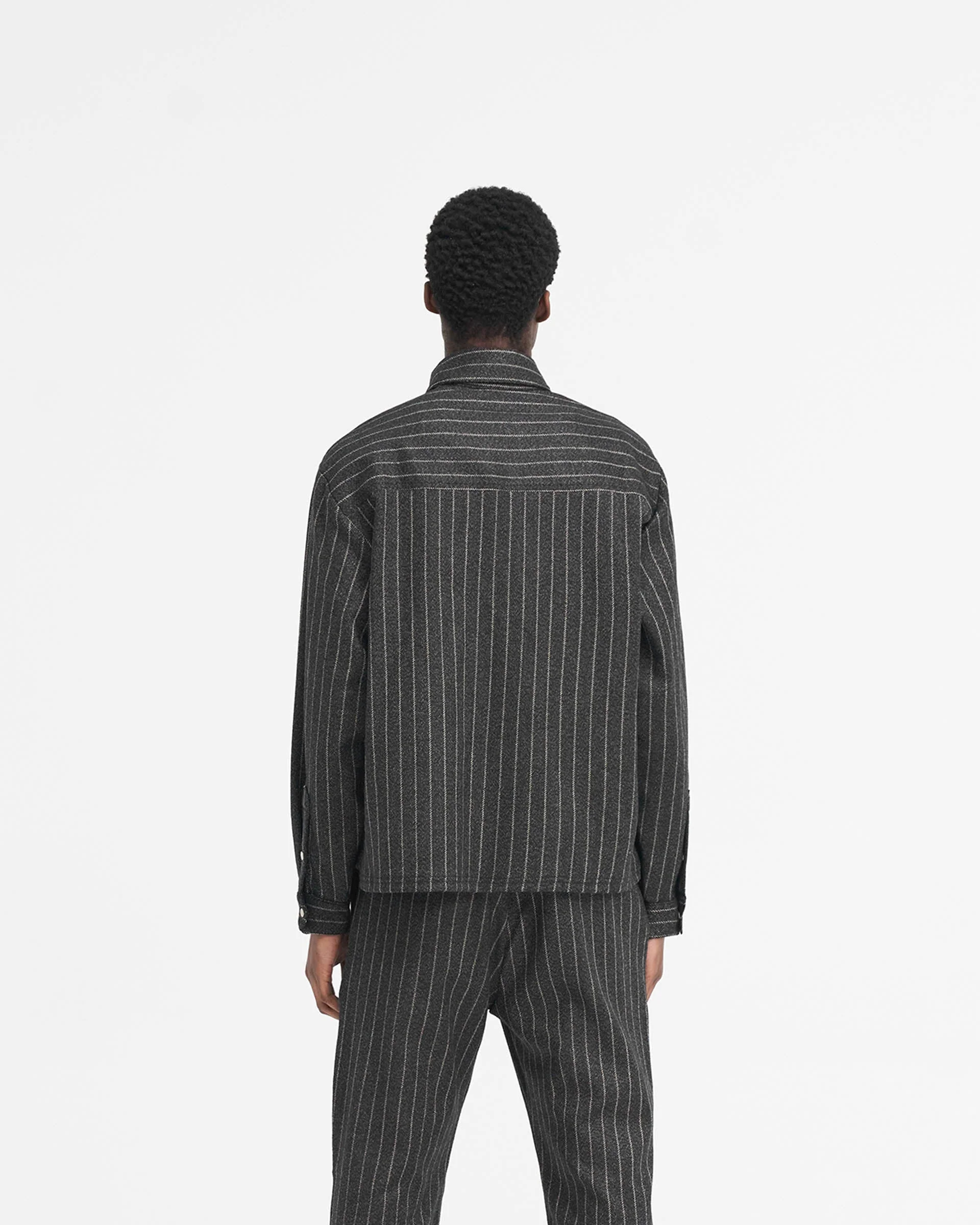 Cropped Dress Shirt - Black Pinstripe - Image 4