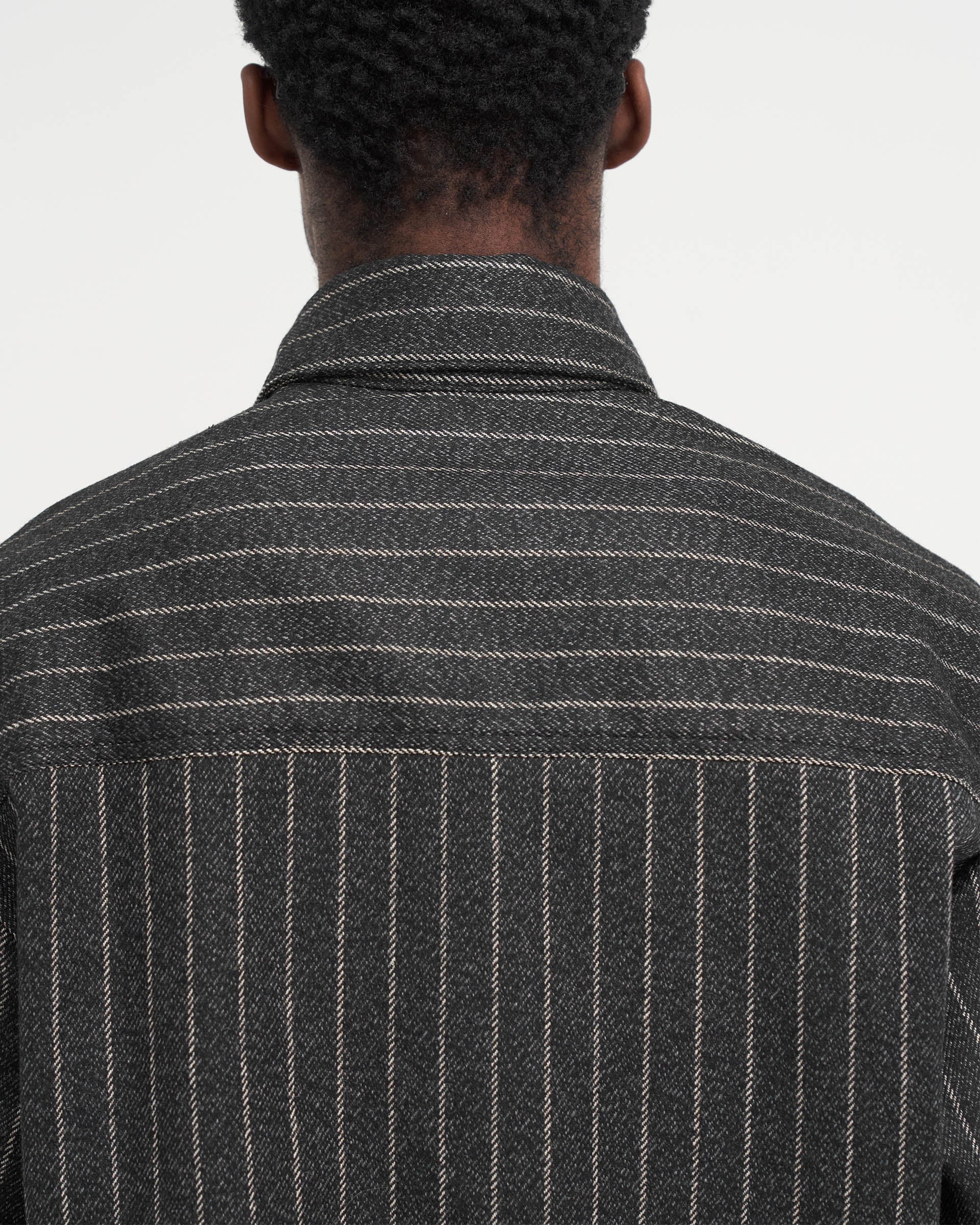 Cropped Dress Shirt - Black Pinstripe - Image 6