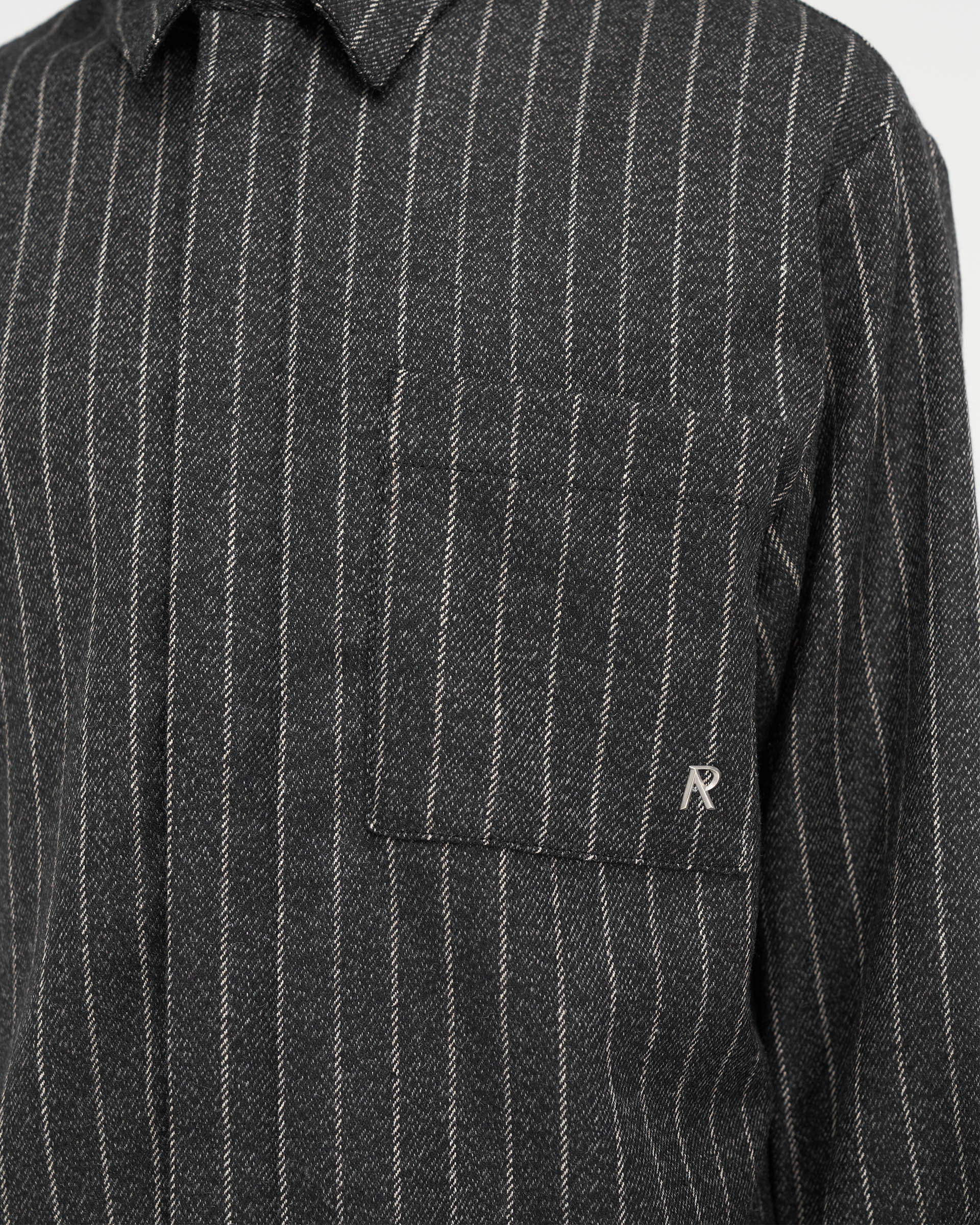 Cropped Dress Shirt - Black Pinstripe - Image 7
