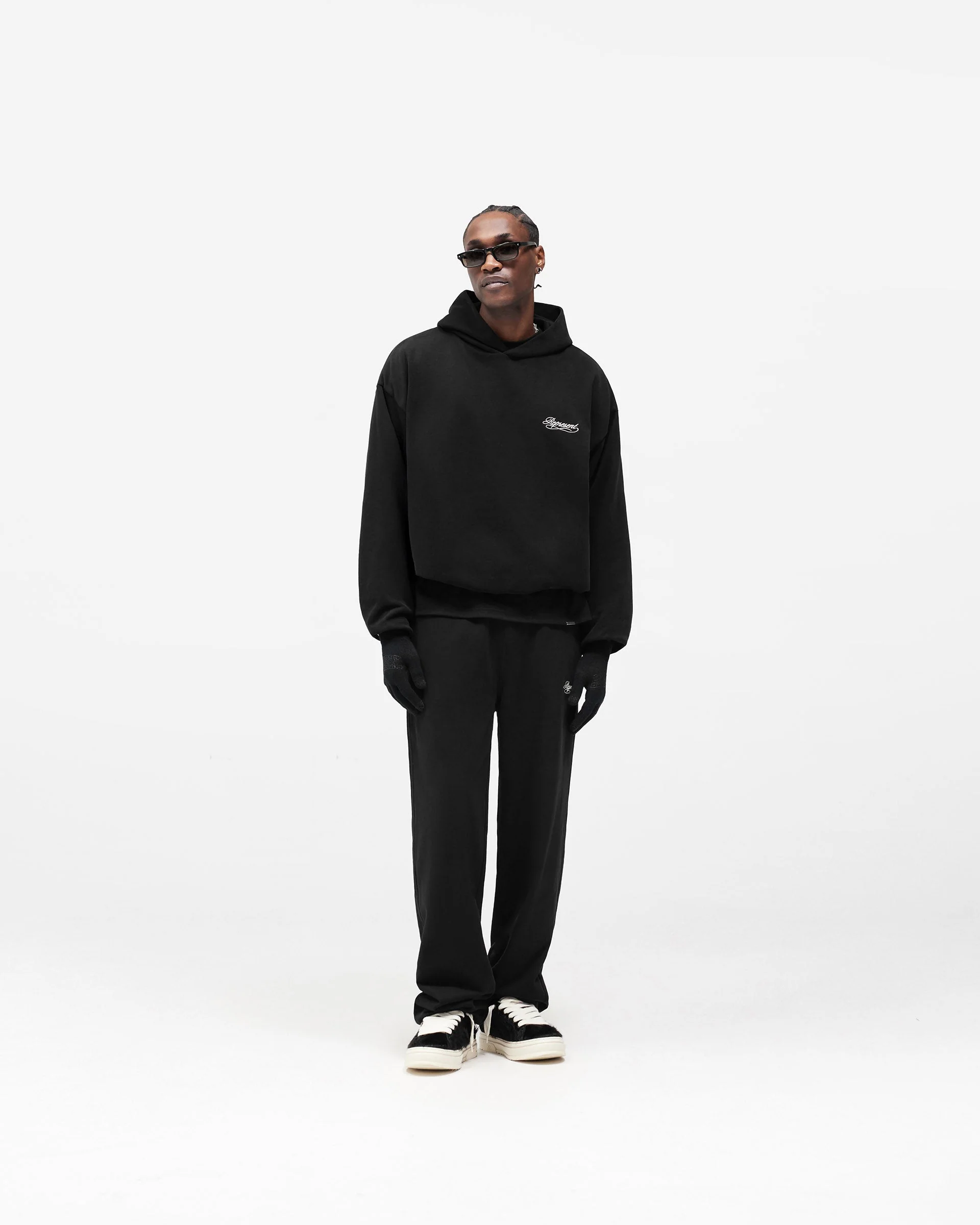 Dual Layer Script Hoodie - Jet Black - Image 10