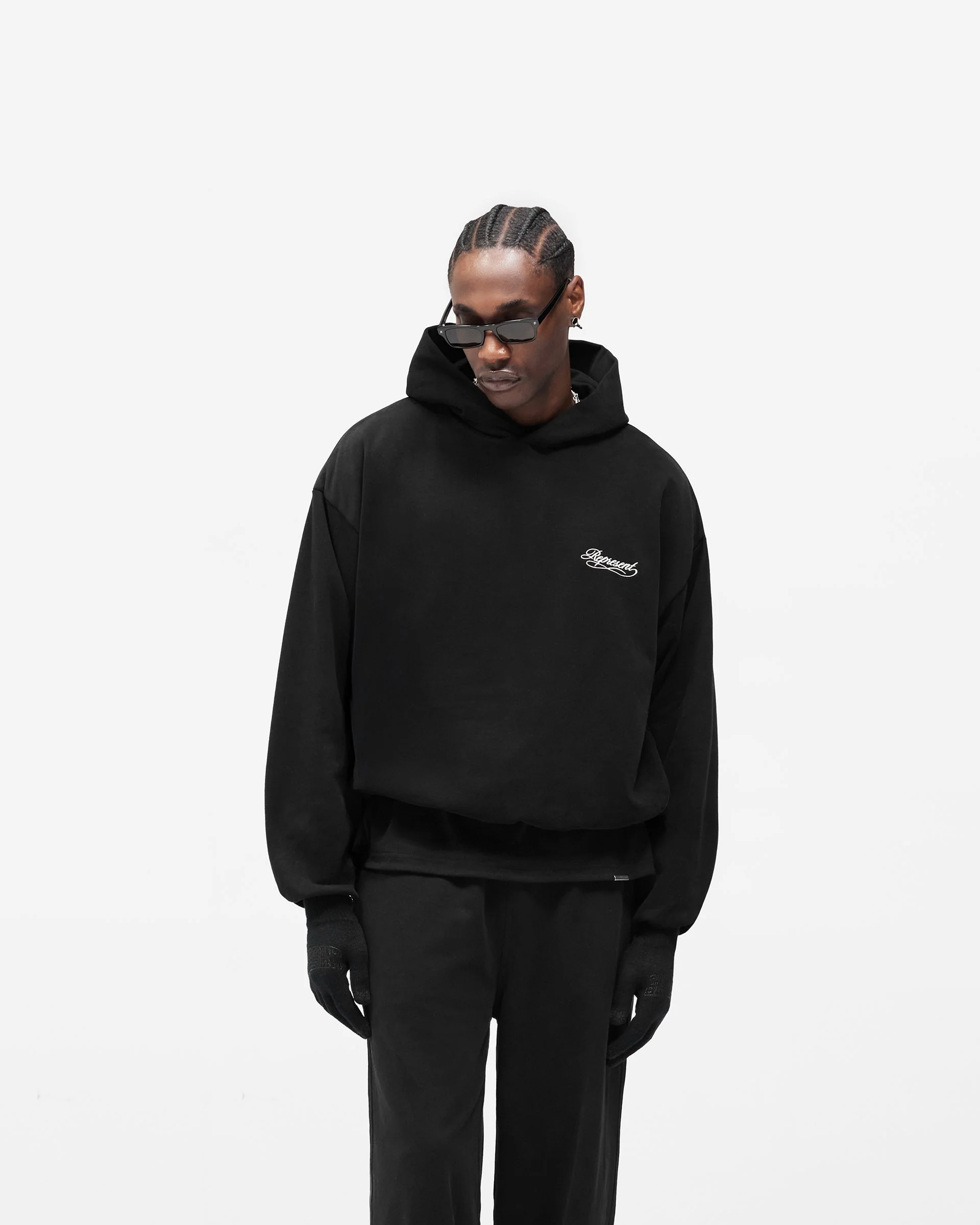 Dual Layer Script Hoodie - Jet Black - Image 2