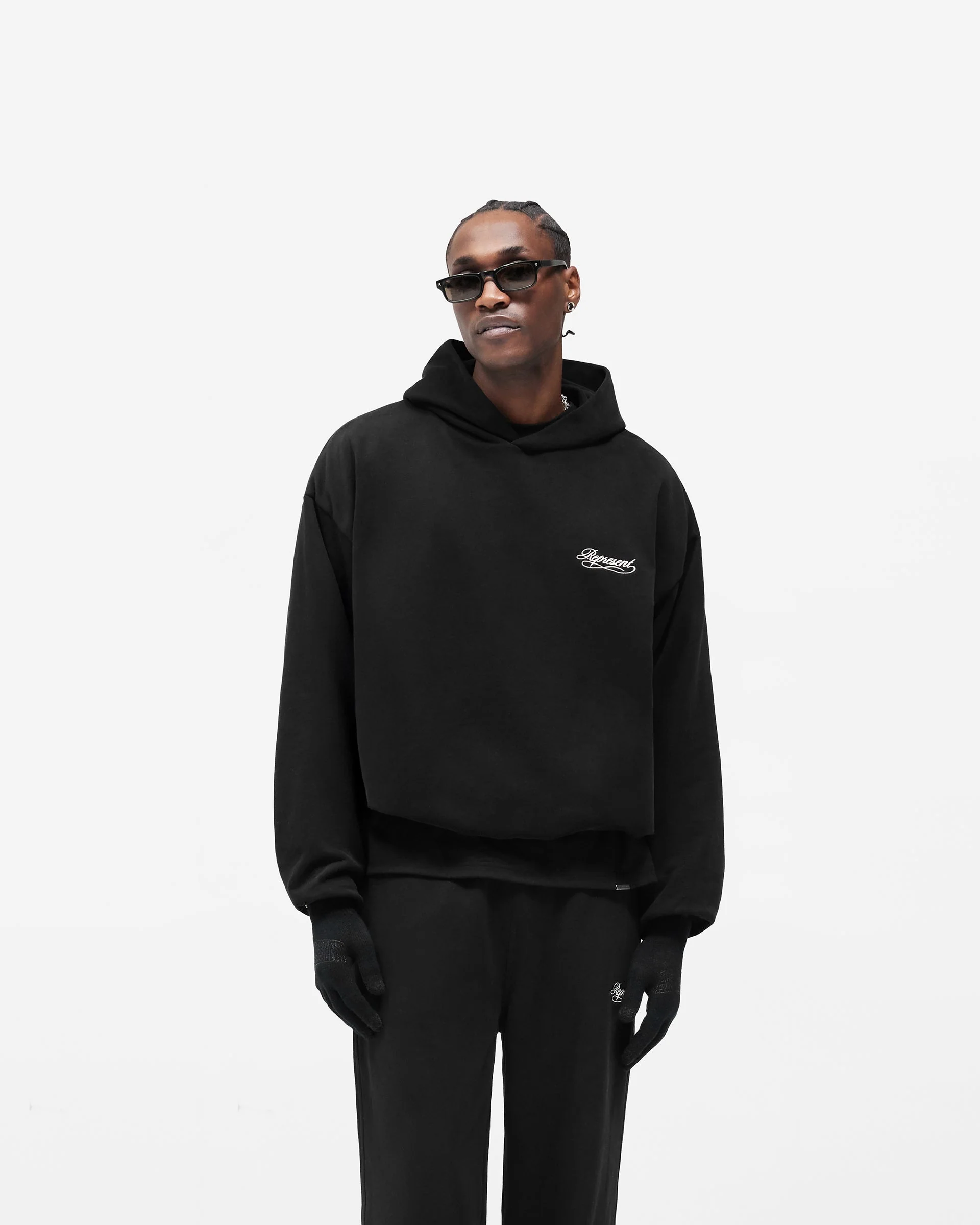 Dual Layer Script Hoodie - Jet Black - Image 3