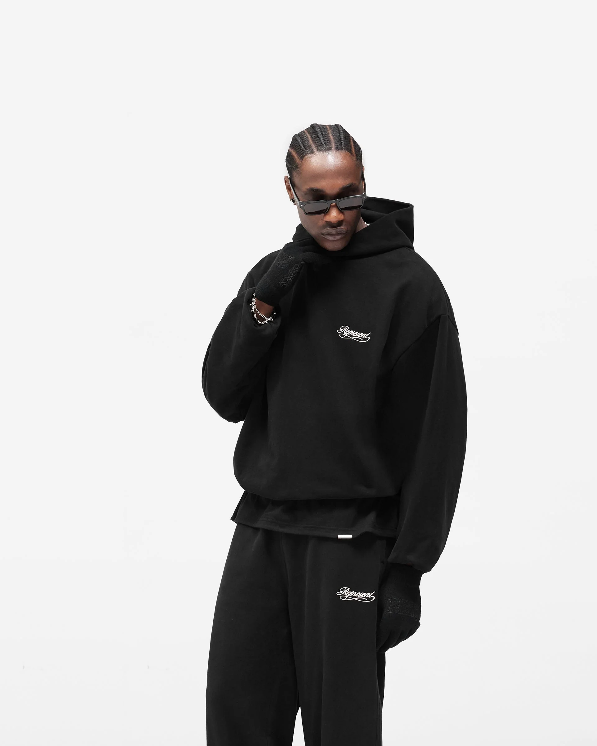 Dual Layer Script Hoodie - Jet Black - Image 4
