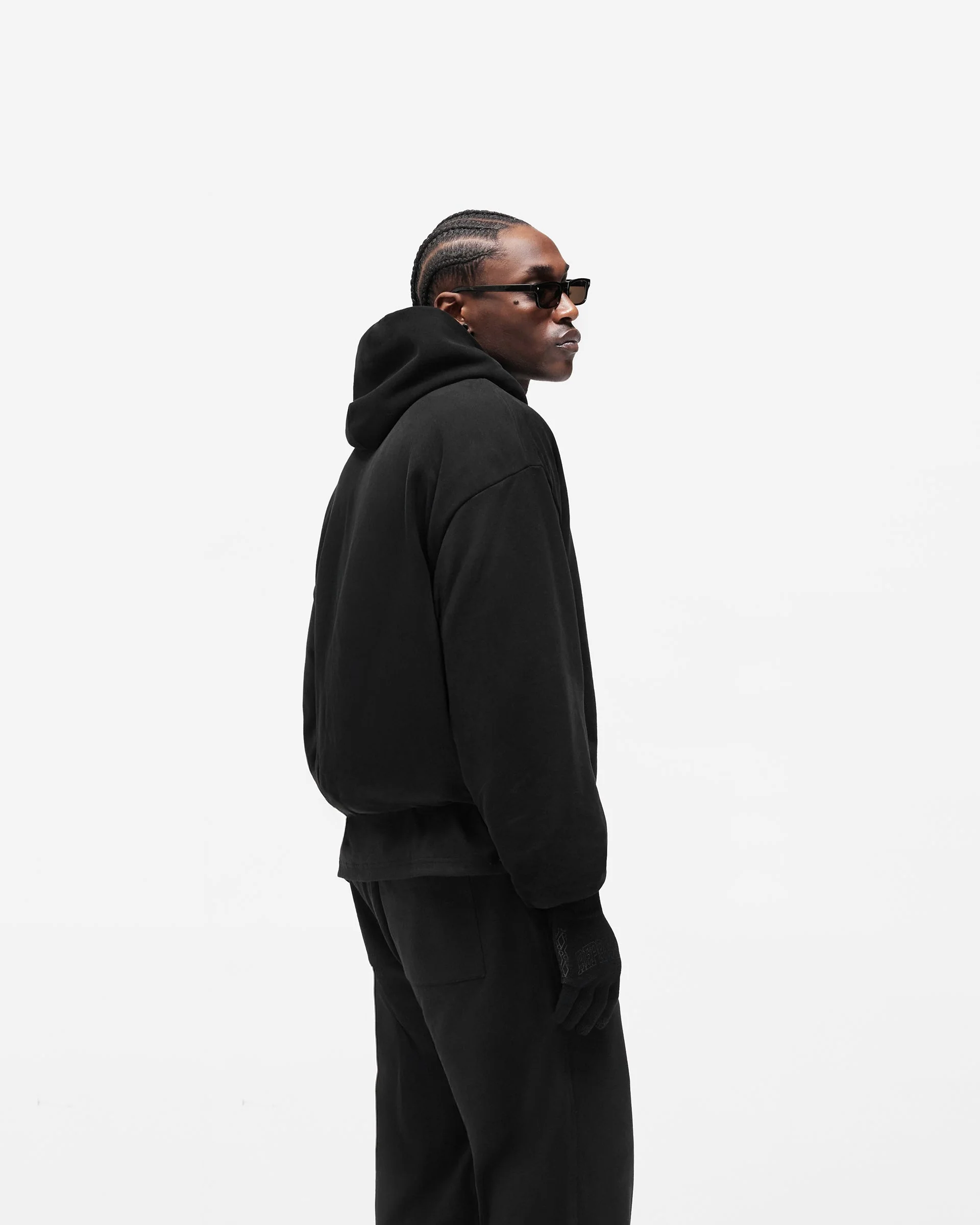 Dual Layer Script Hoodie - Jet Black - Image 5