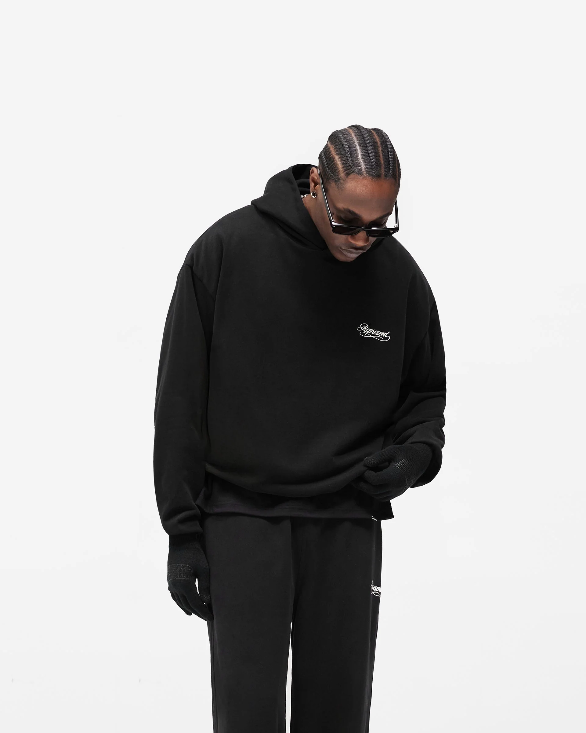 Dual Layer Script Hoodie - Jet Black - Image 6
