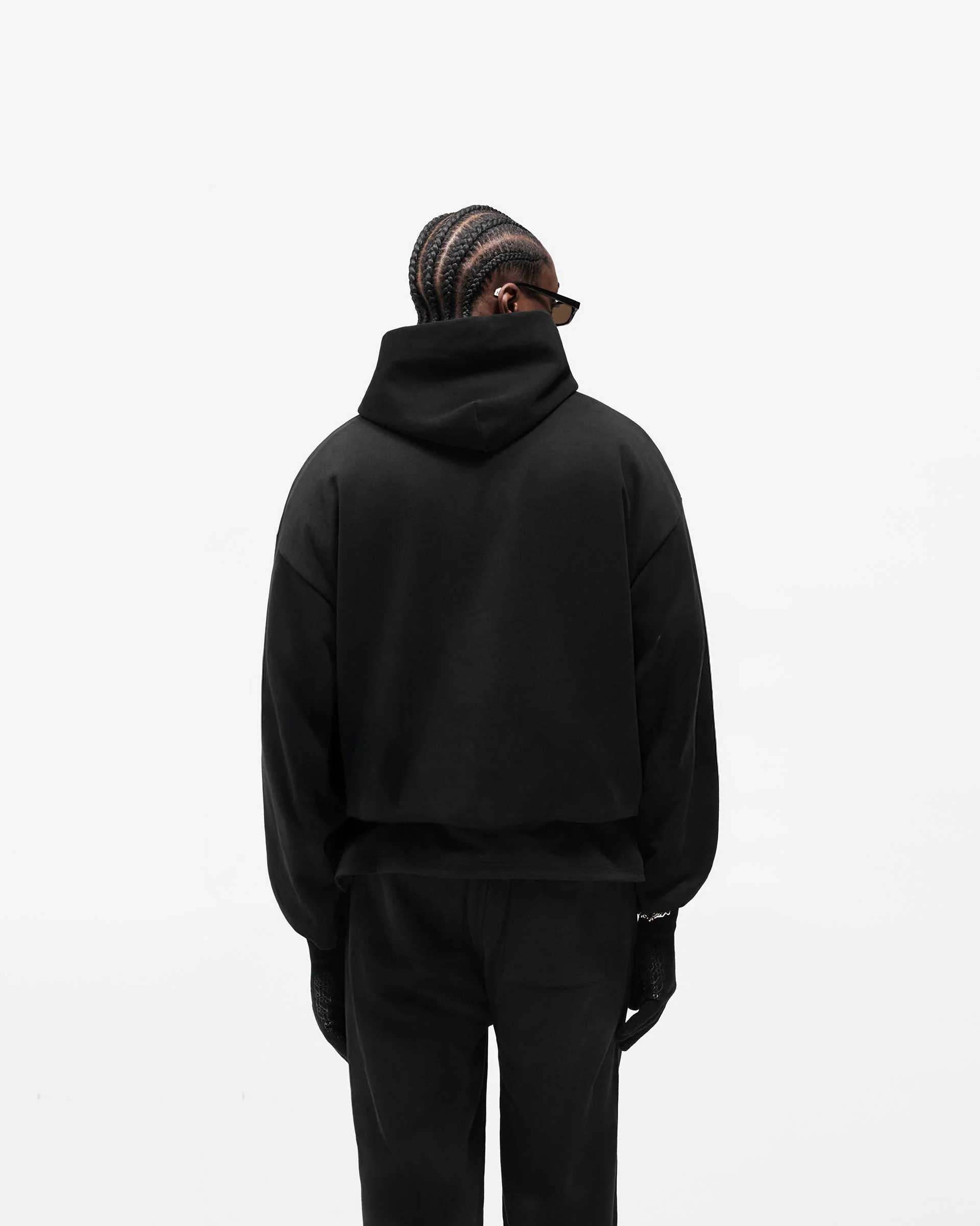 Dual Layer Script Hoodie - Jet Black - Image 7