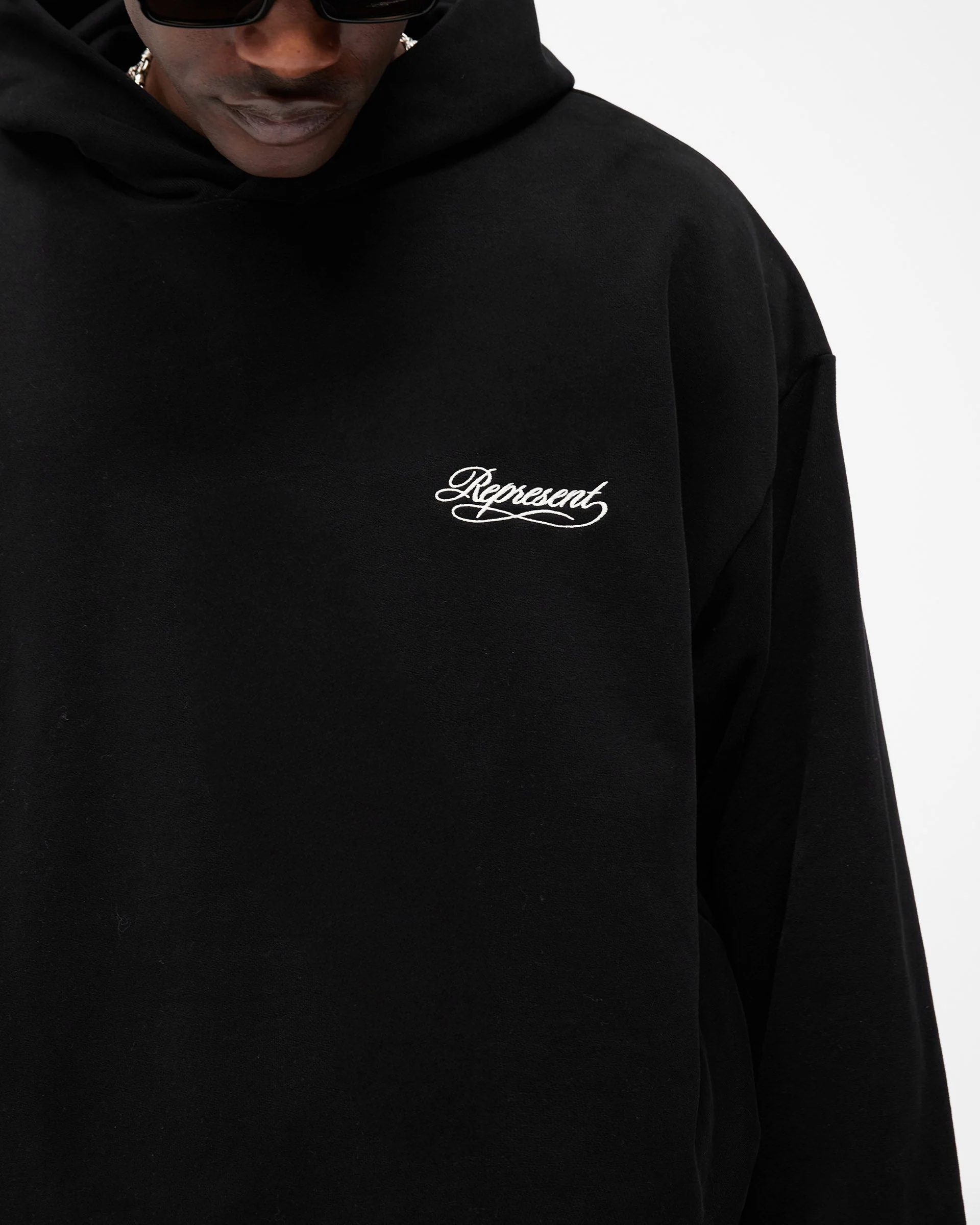 Dual Layer Script Hoodie - Jet Black - Image 8