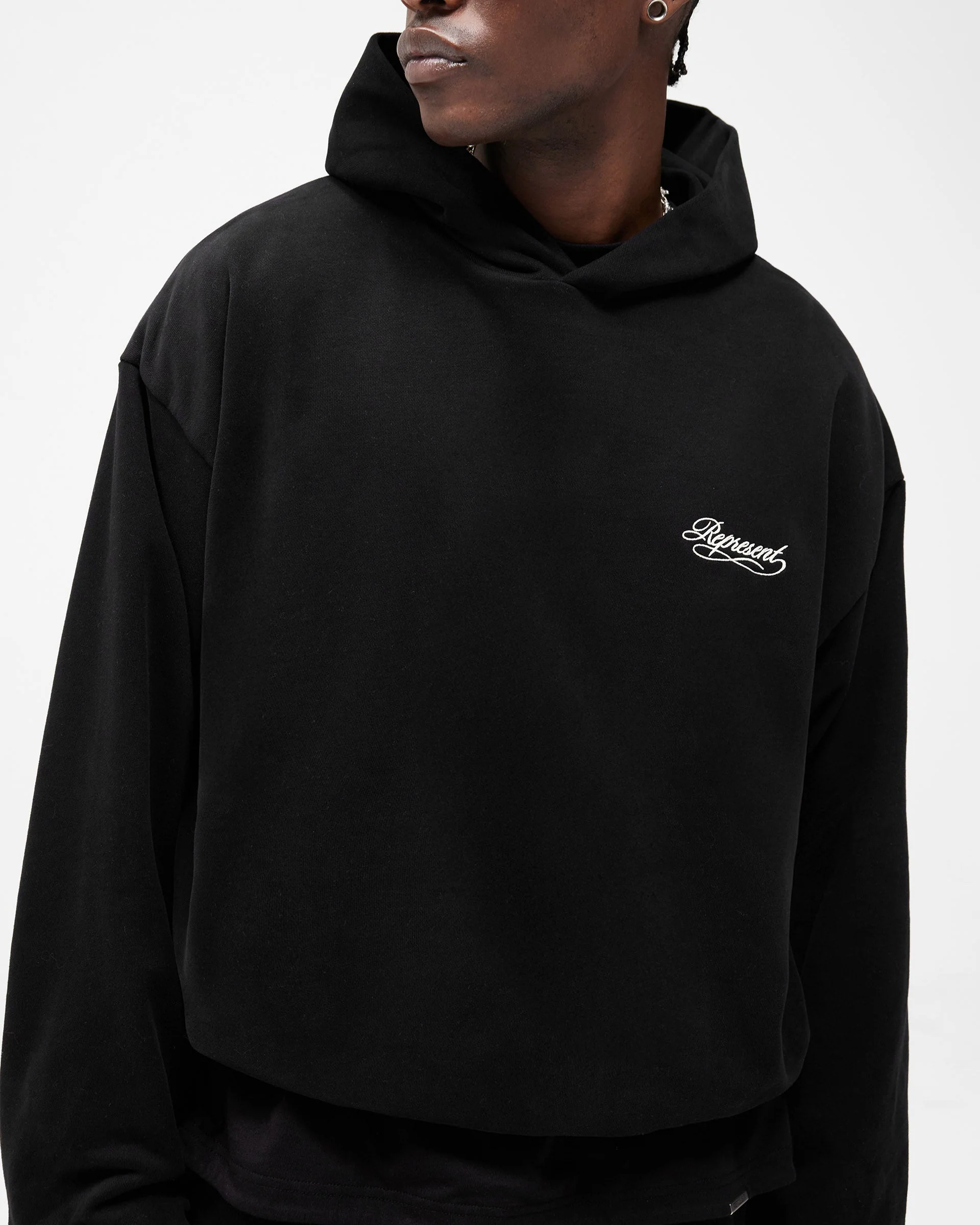 Dual Layer Script Hoodie - Jet Black - Image 9