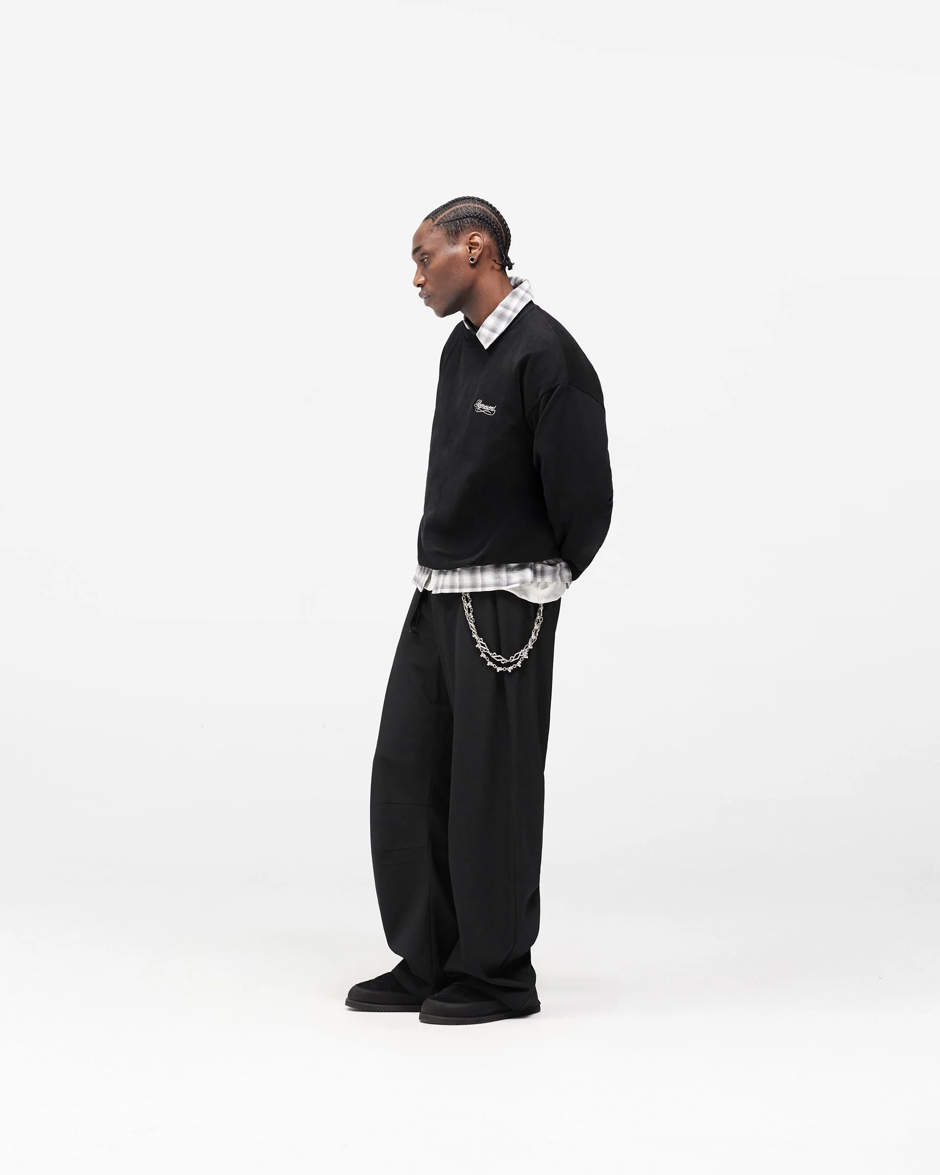 Dual Layer Script Sweater - Jet Black - Image 10