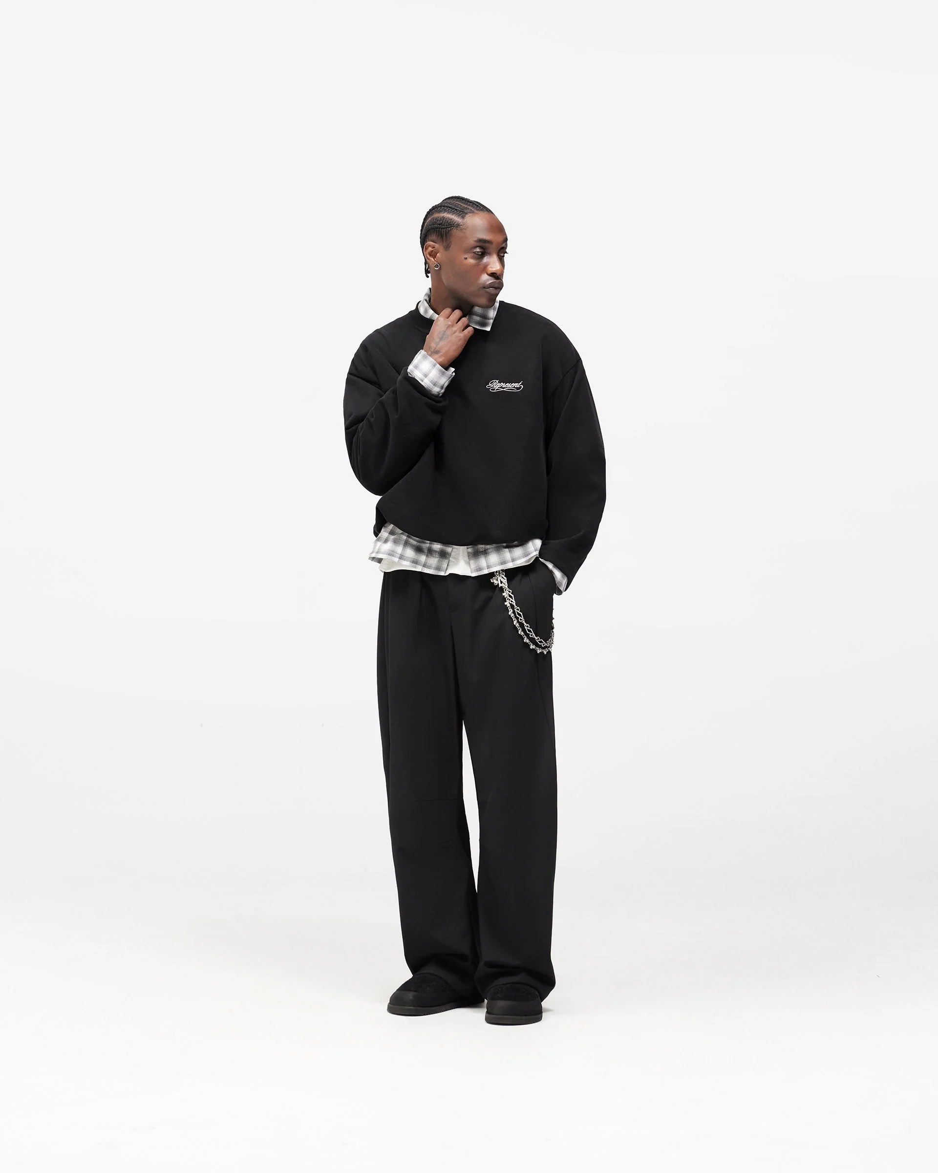 Dual Layer Script Sweater - Jet Black - Image 11