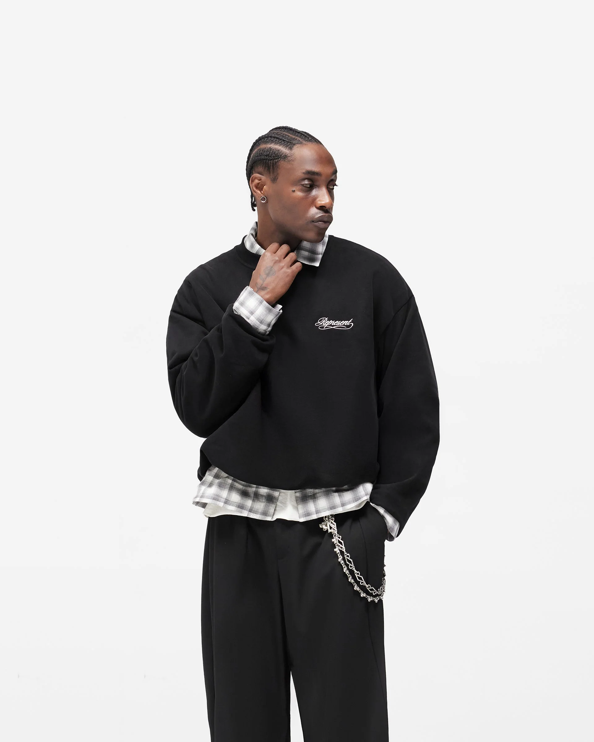 Dual Layer Script Sweater - Jet Black - Image 2