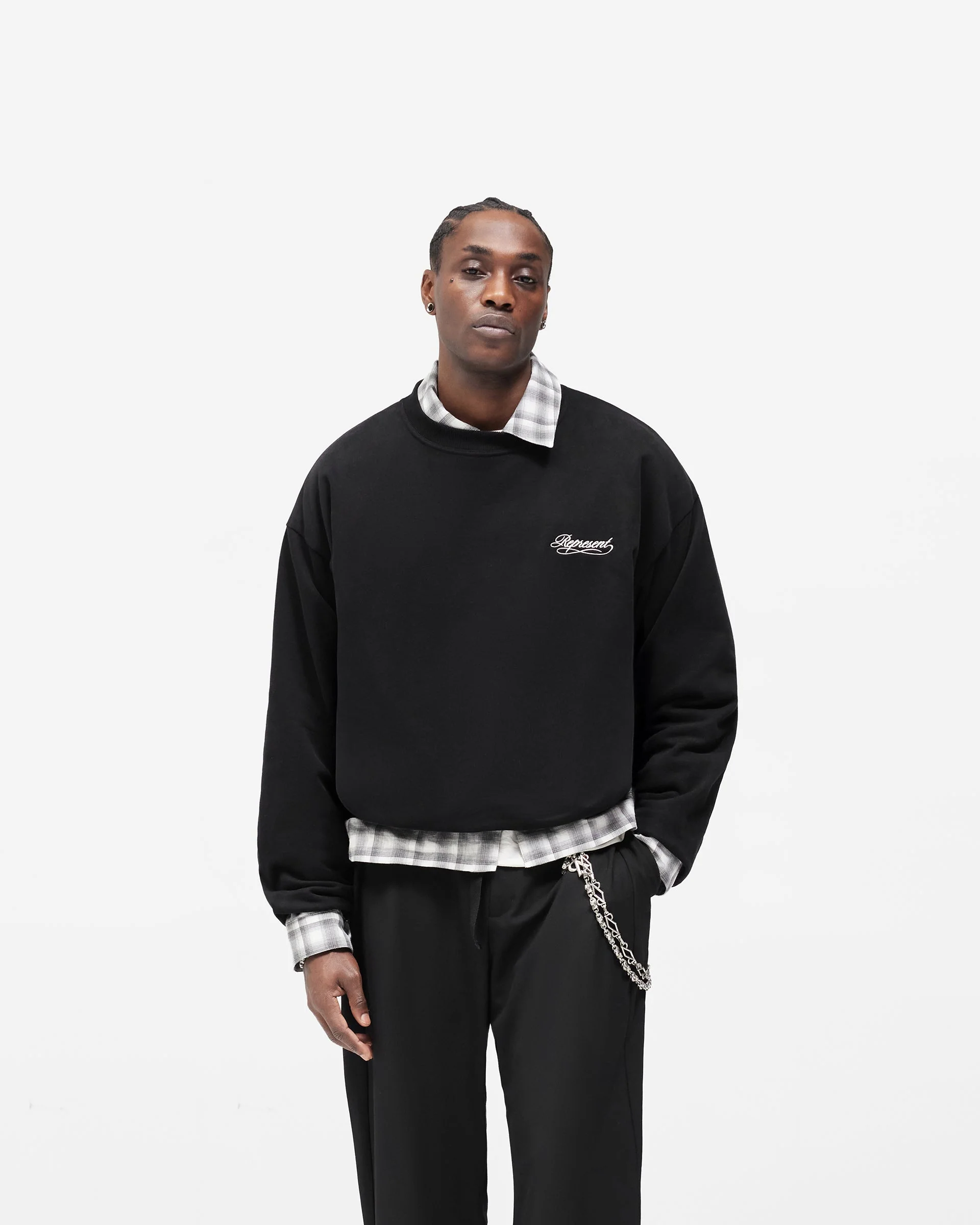Dual Layer Script Sweater - Jet Black - Image 3