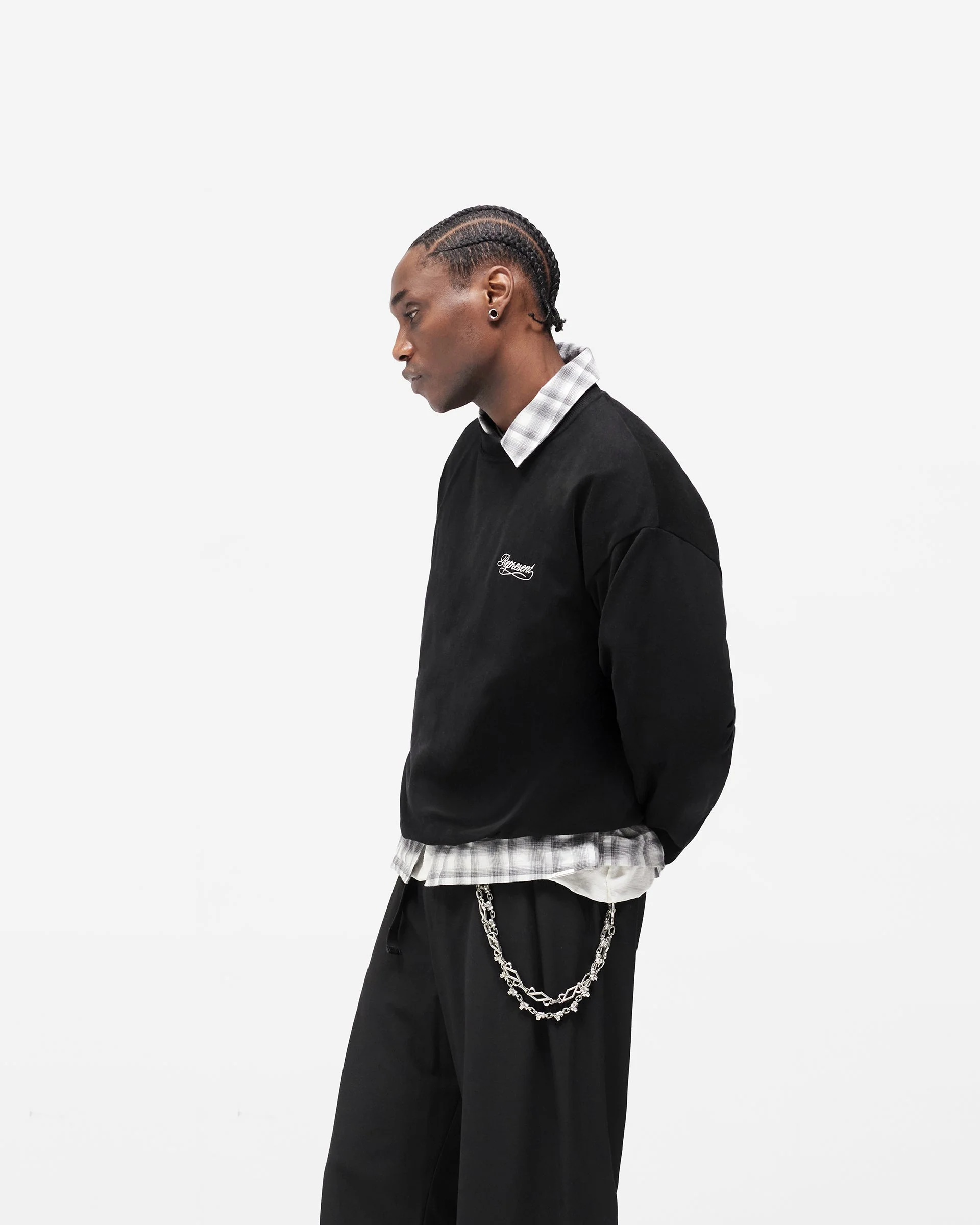 Dual Layer Script Sweater - Jet Black - Image 4