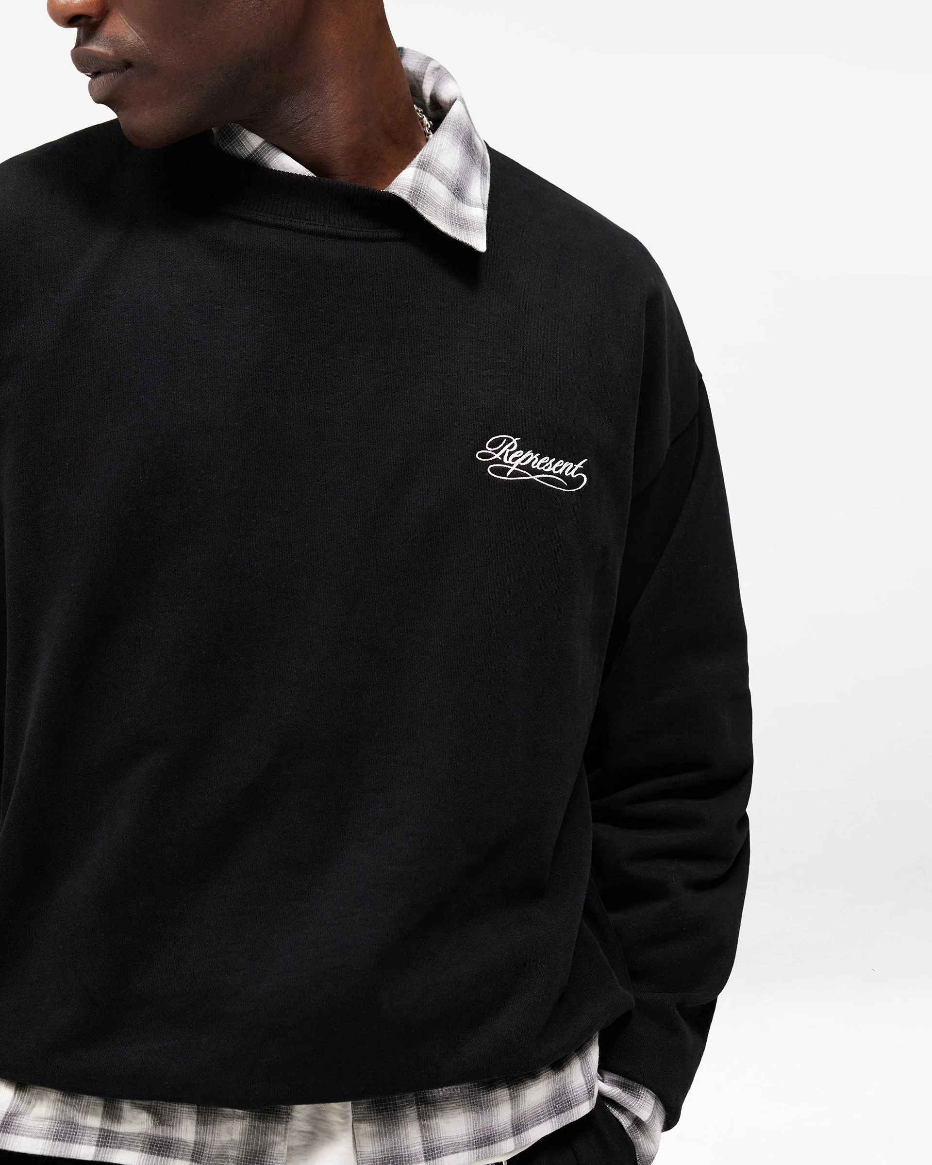 Dual Layer Script Sweater - Jet Black - Image 7