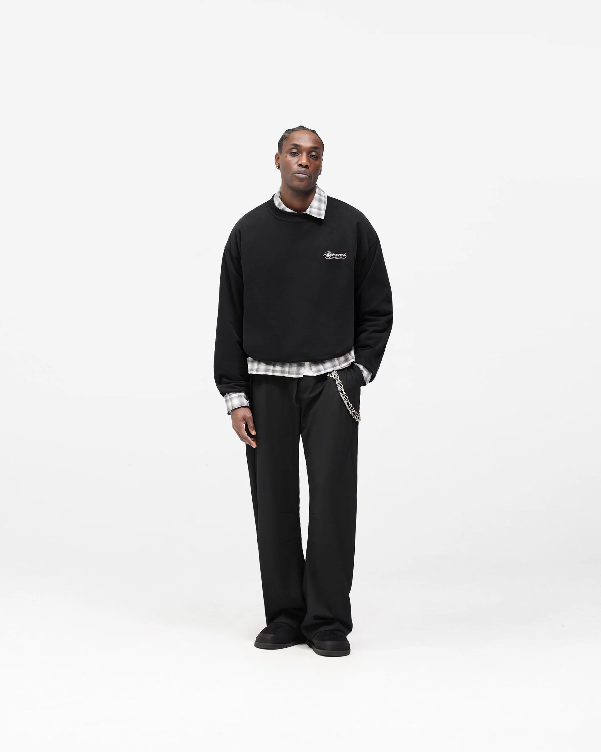 Dual Layer Script Sweater - Jet Black - Image 9