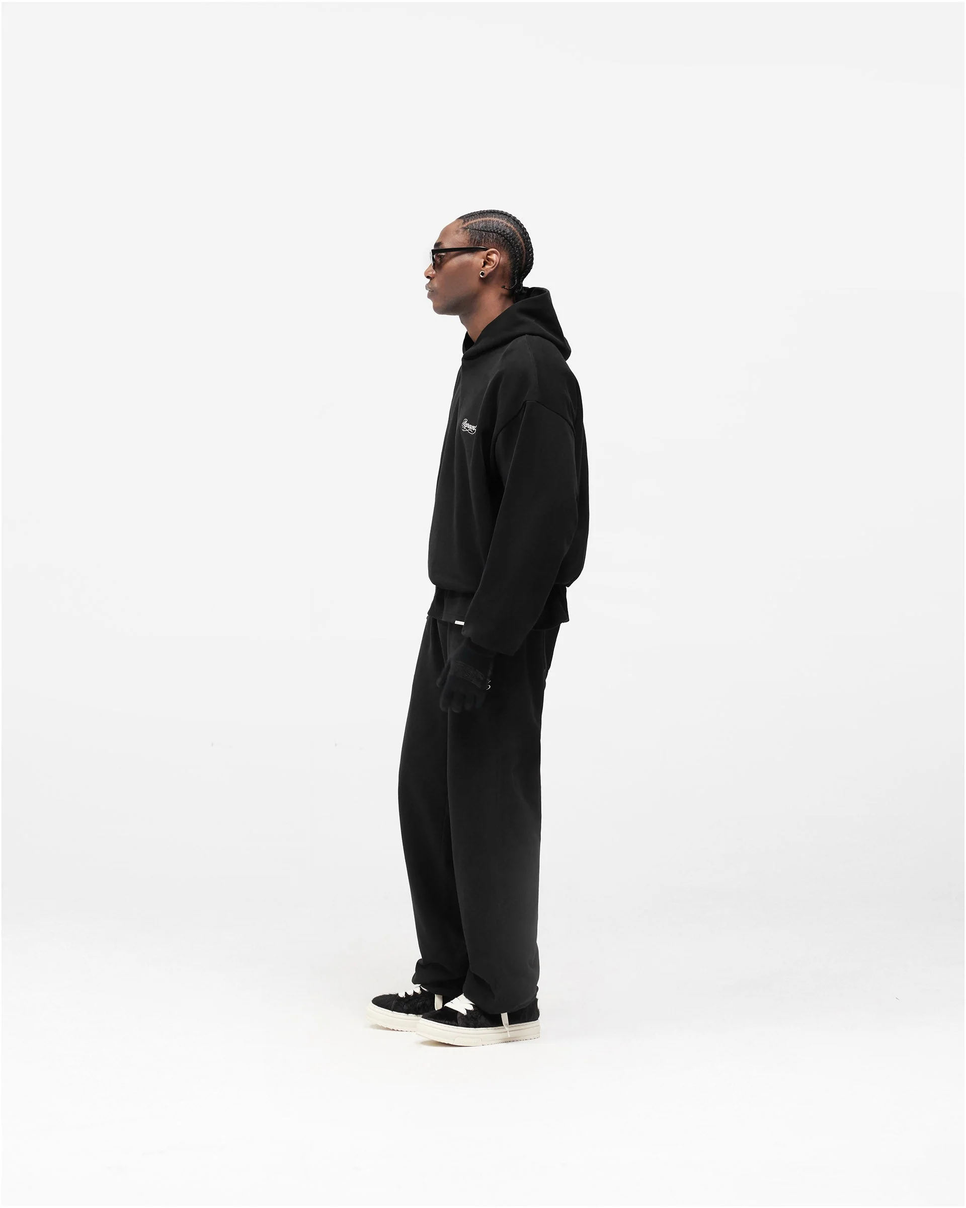 Dual Layer Script Sweatpants - Jet Black - Image 10