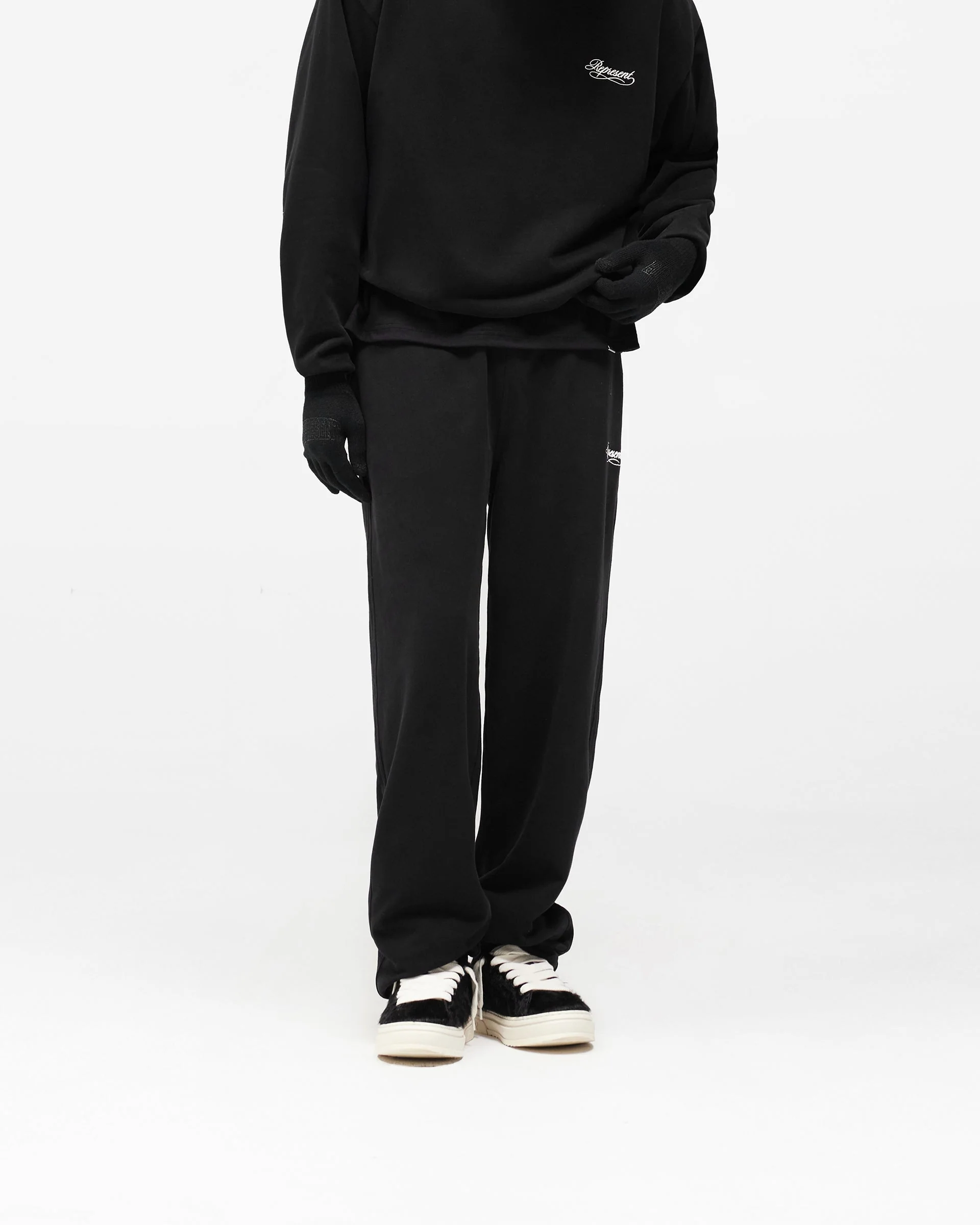 Dual Layer Script Sweatpants - Jet Black - Image 2