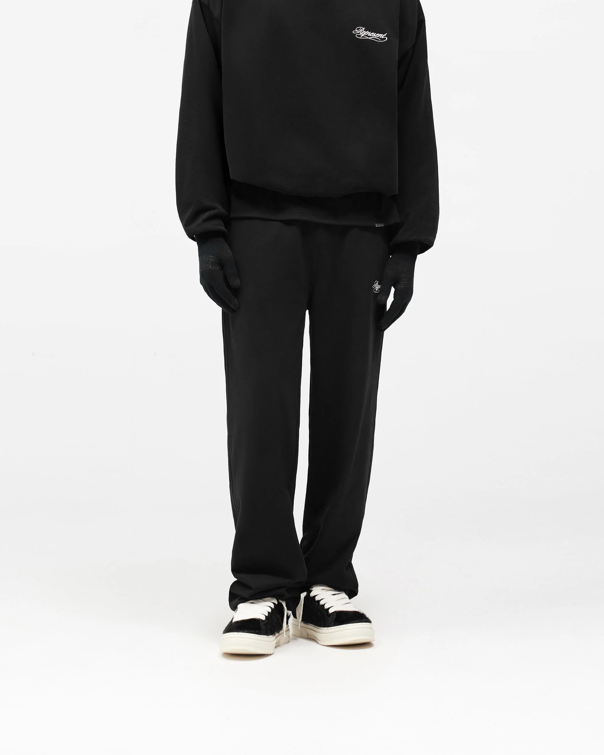 Dual Layer Script Sweatpants - Jet Black - Image 3