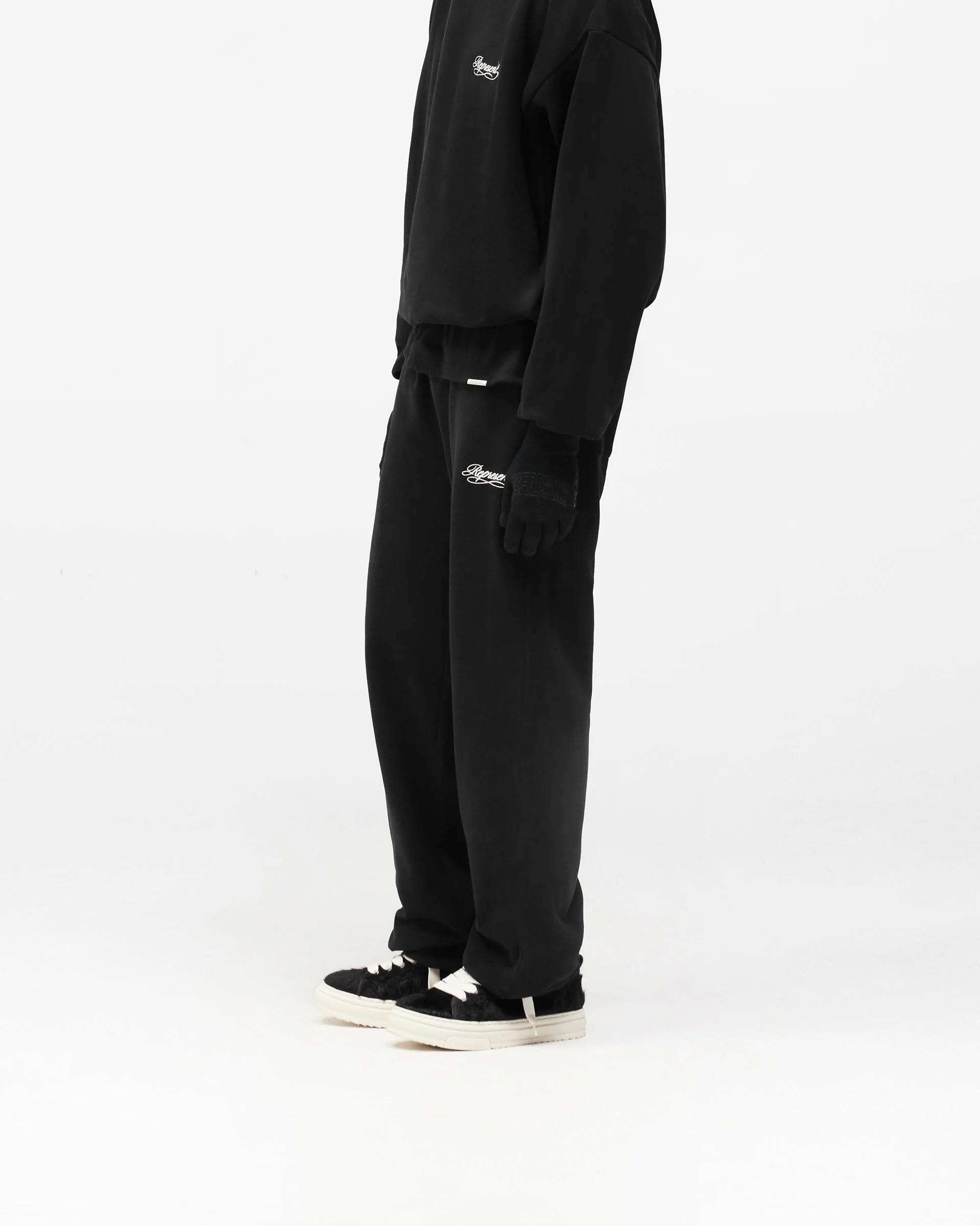 Dual Layer Script Sweatpants - Jet Black - Image 5