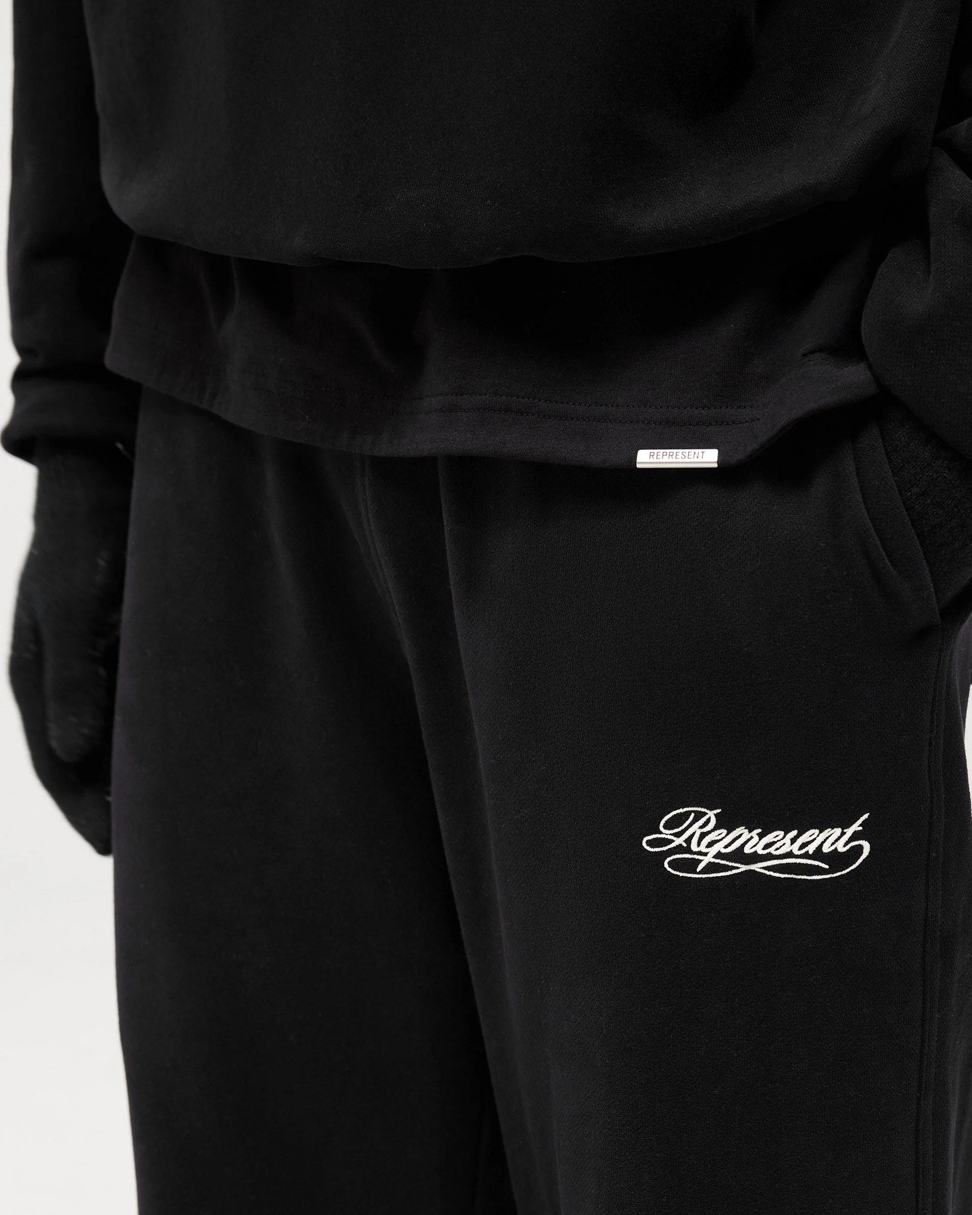 Dual Layer Script Sweatpants - Jet Black - Image 7