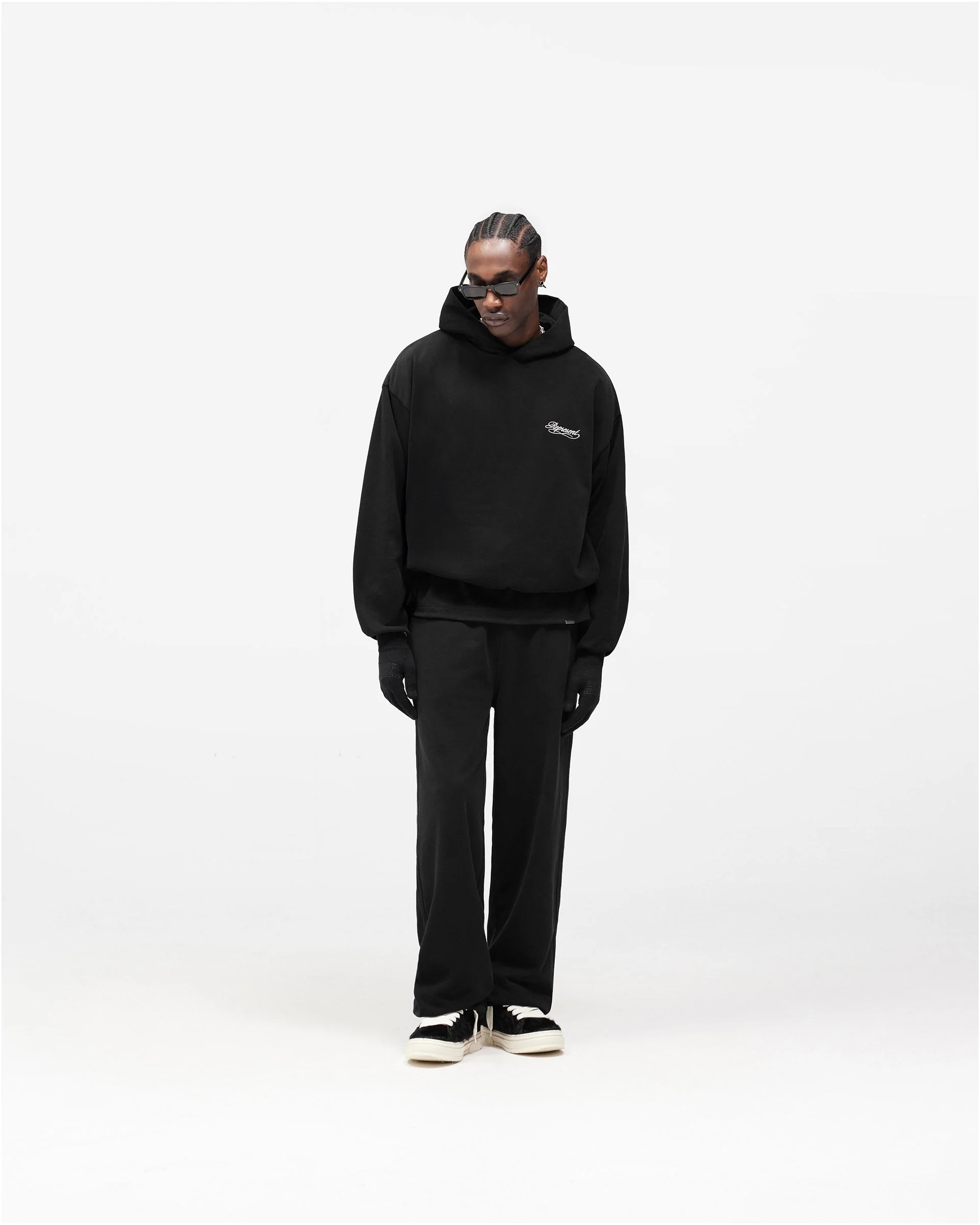 Dual Layer Script Sweatpants - Jet Black - Image 9