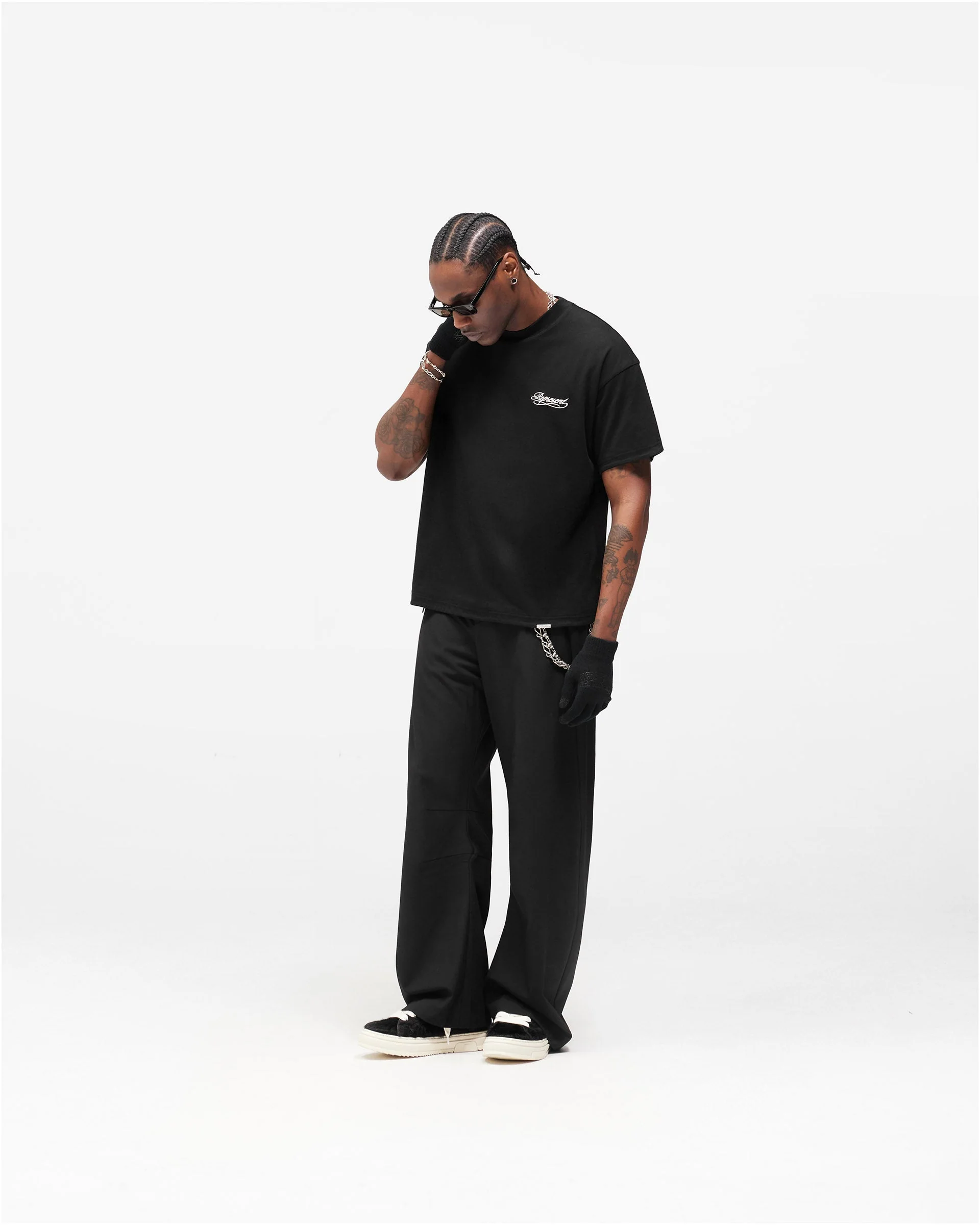 Dual Layer Script T-Shirt - Jet Black - Image 10