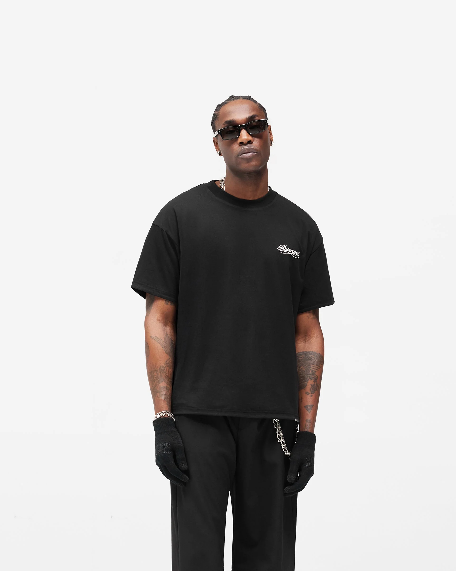 Dual Layer Script T-Shirt - Jet Black - Image 2
