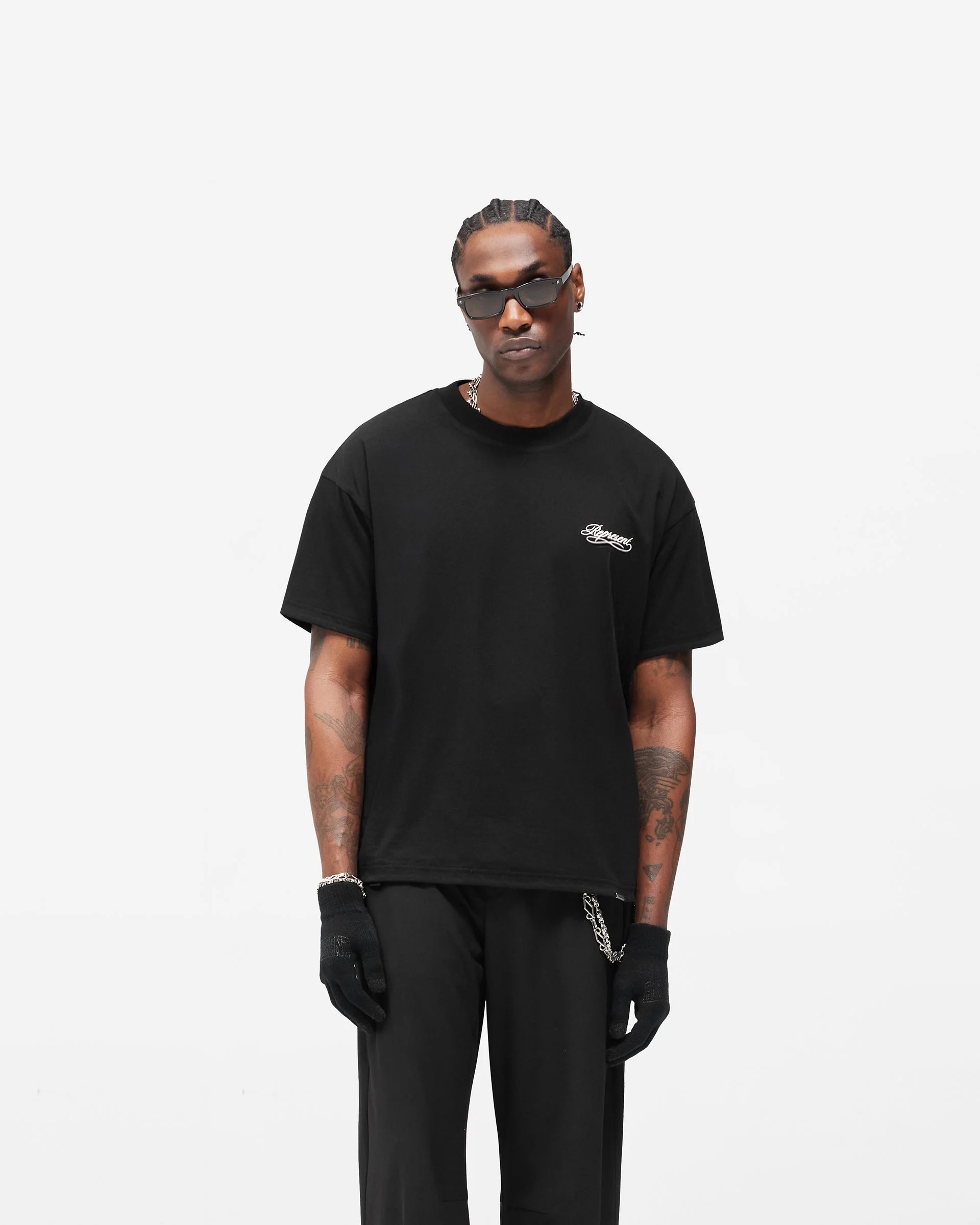 Dual Layer Script T-Shirt - Jet Black - Image 3