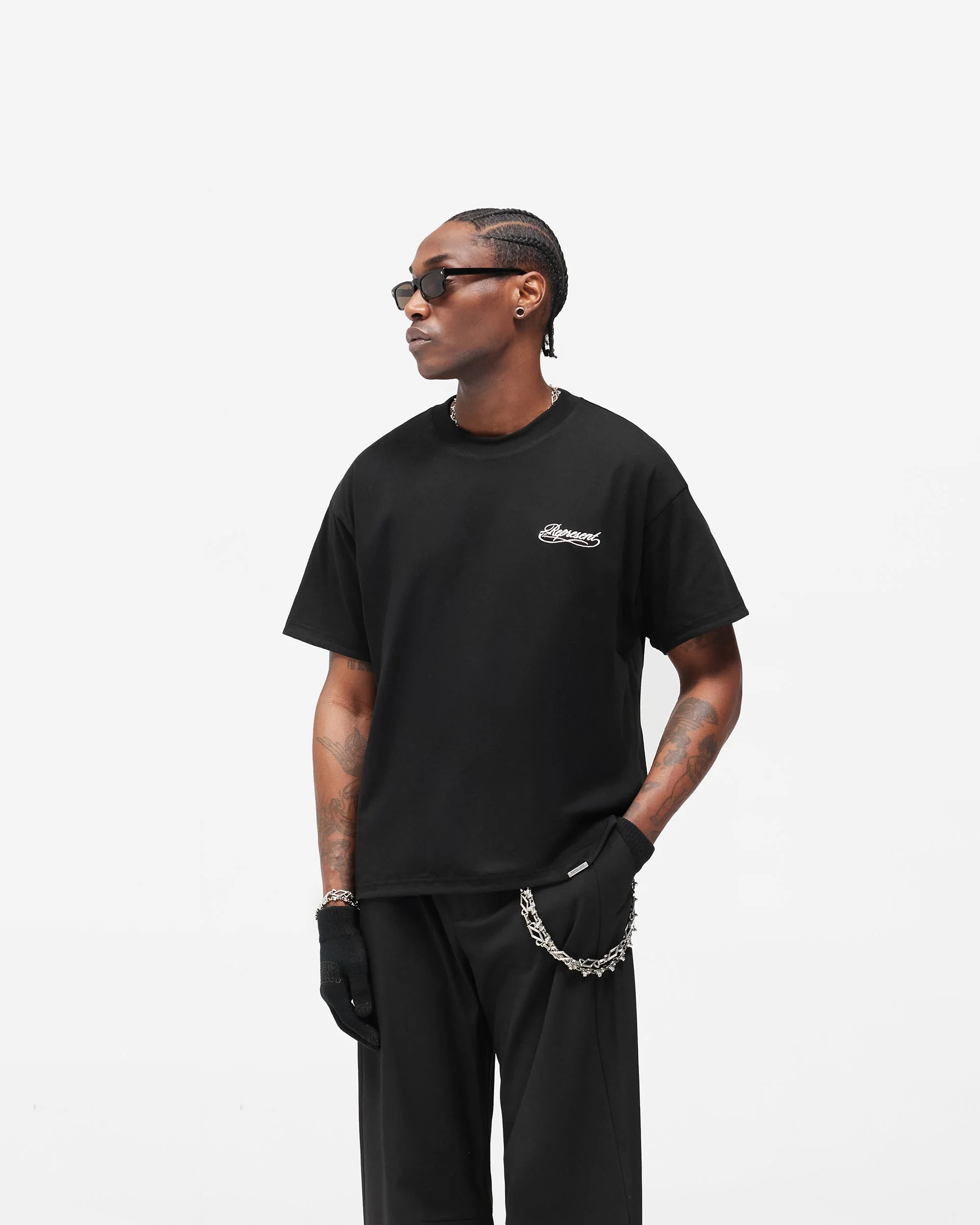 Dual Layer Script T-Shirt - Jet Black - Image 4