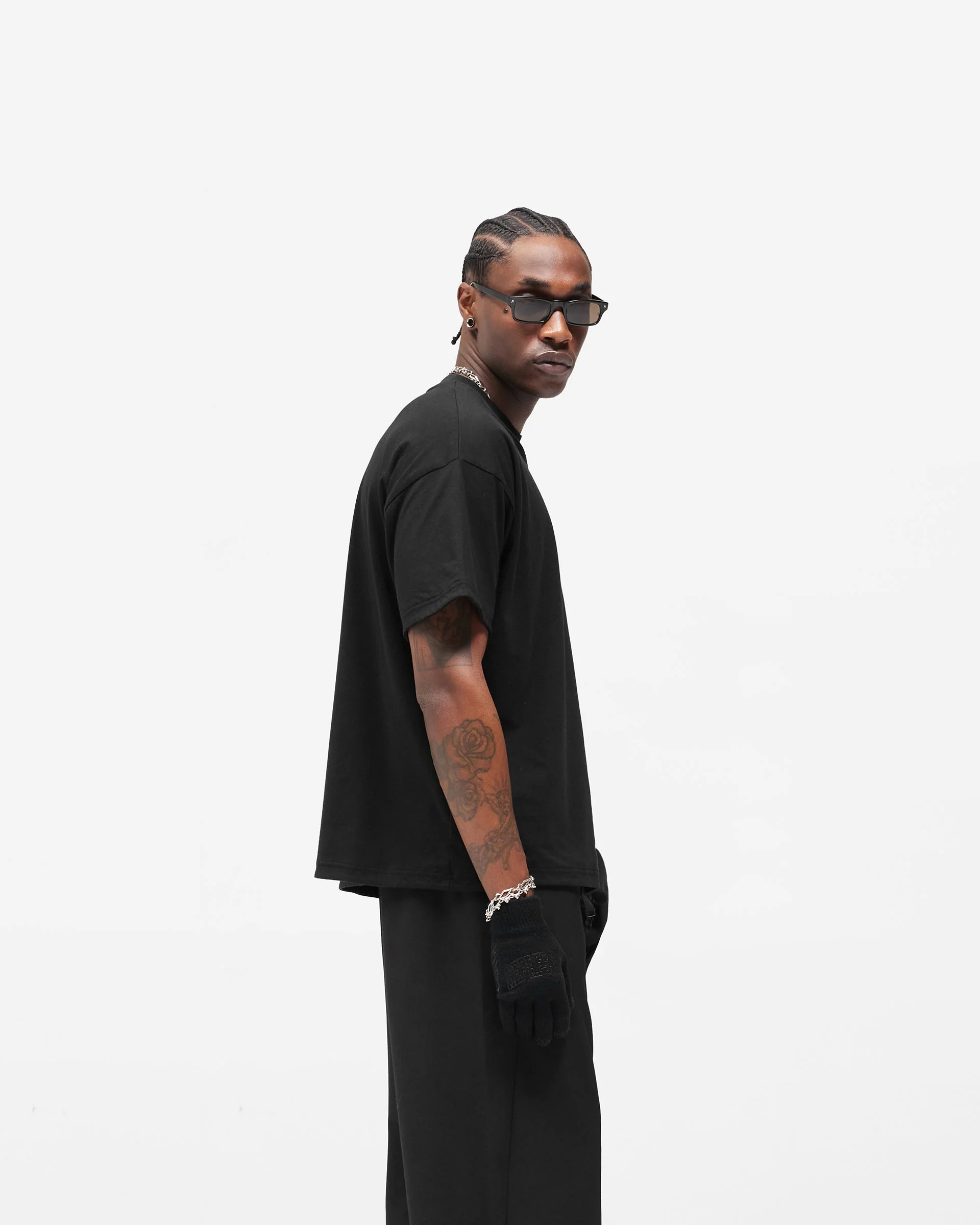 Dual Layer Script T-Shirt - Jet Black - Image 5