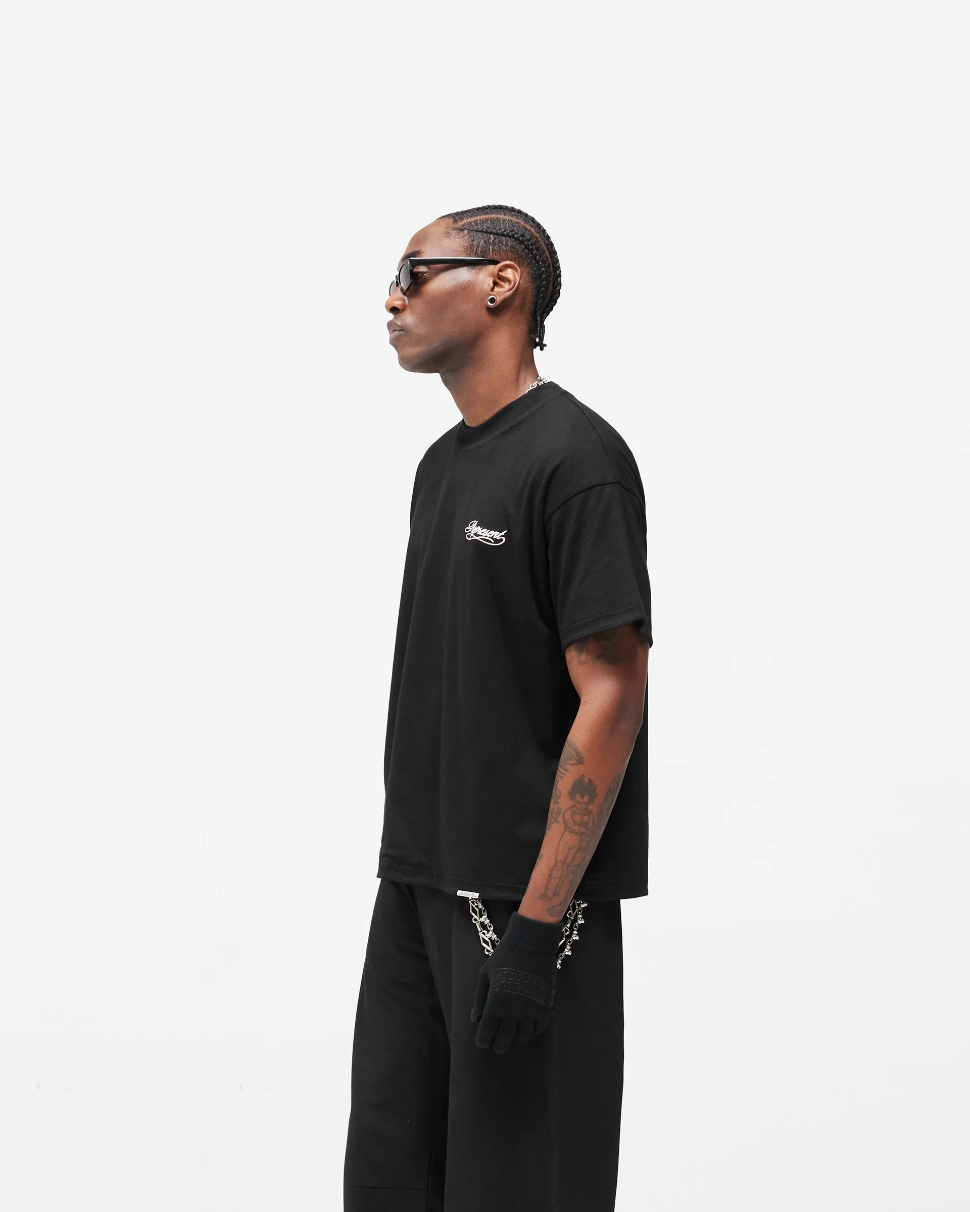 Dual Layer Script T-Shirt - Jet Black - Image 6