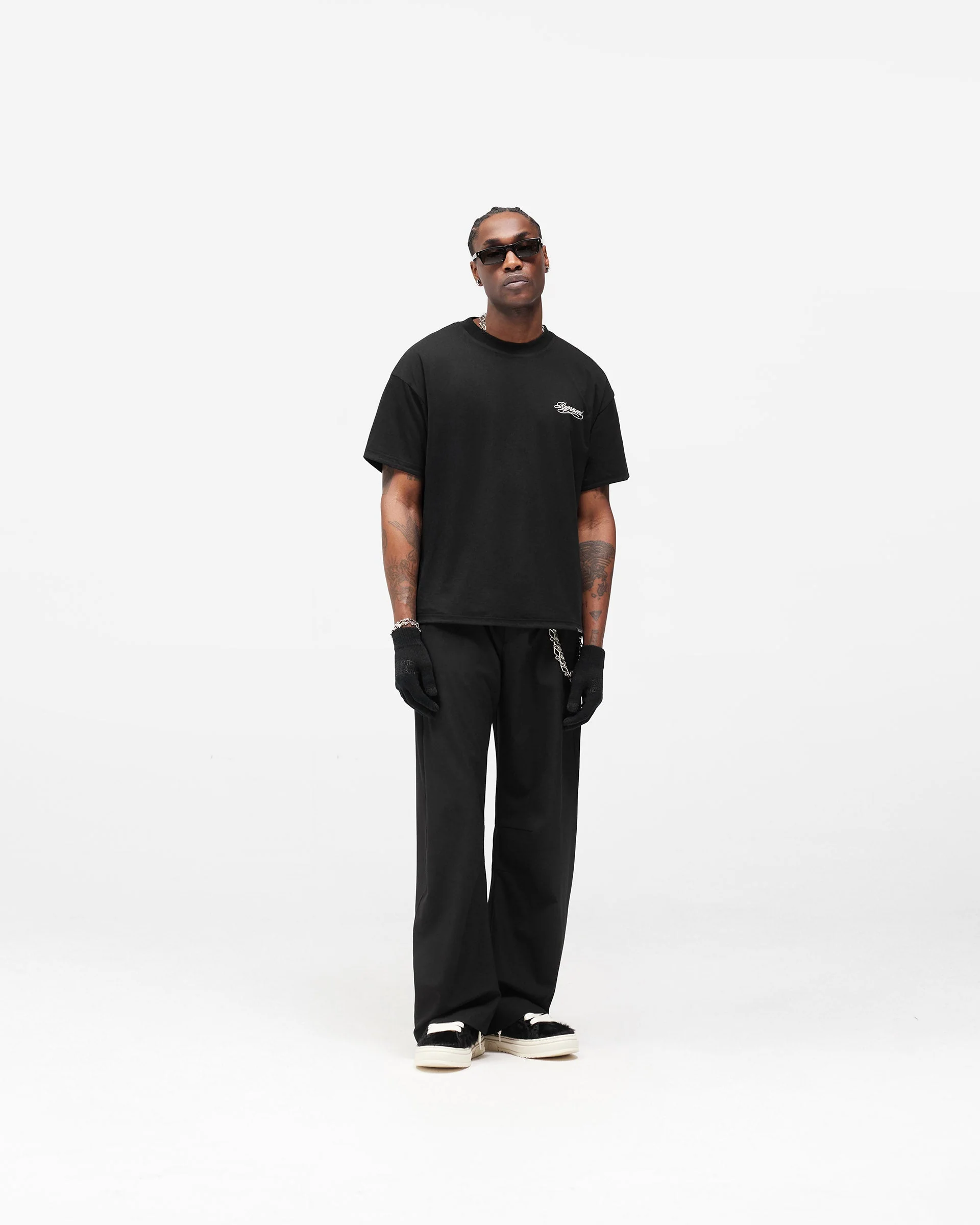 Dual Layer Script T-Shirt - Jet Black - Image 8
