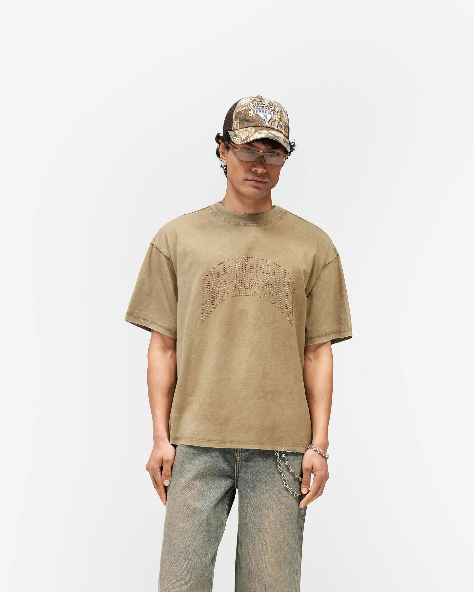 Embellished Represent T-Shirt - Vintage Khaki - Image 3