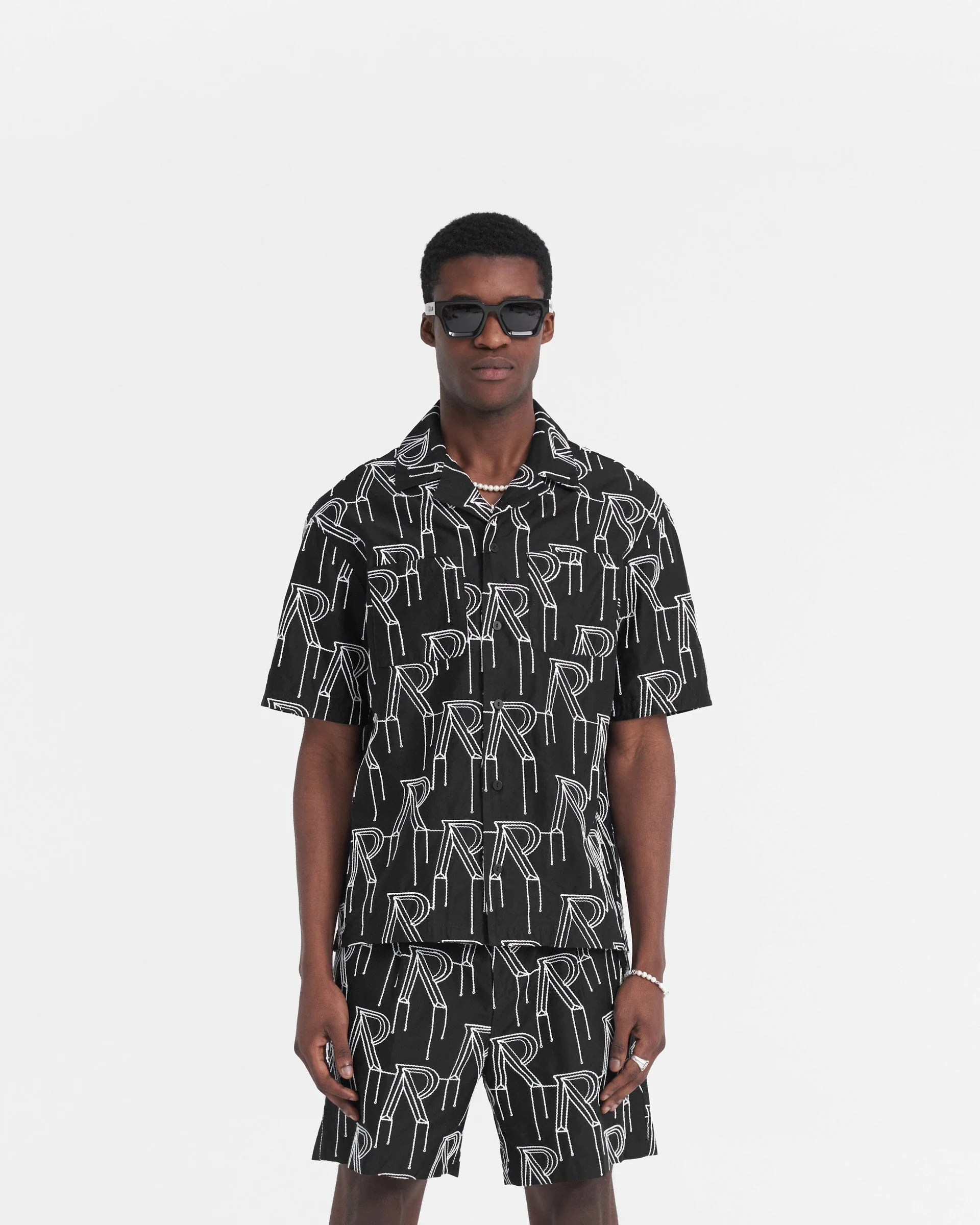 Embroidered Initial Overshirt - Black - Image 3