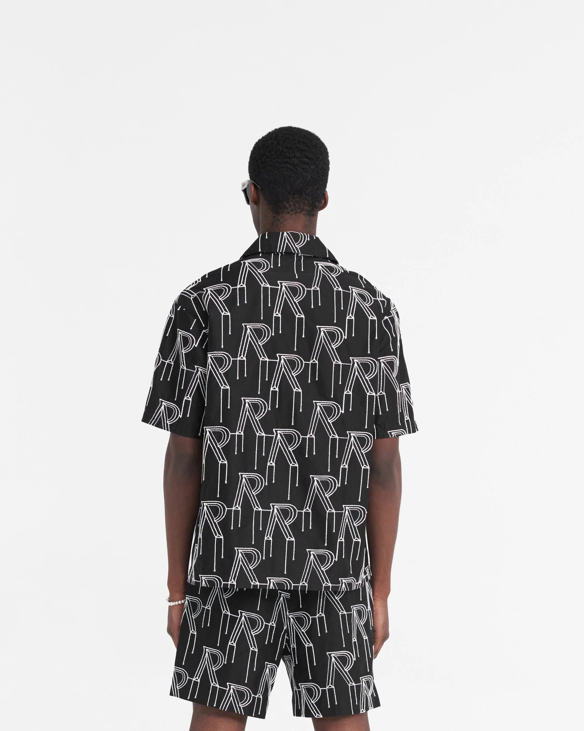 Embroidered Initial Overshirt - Black - Image 4