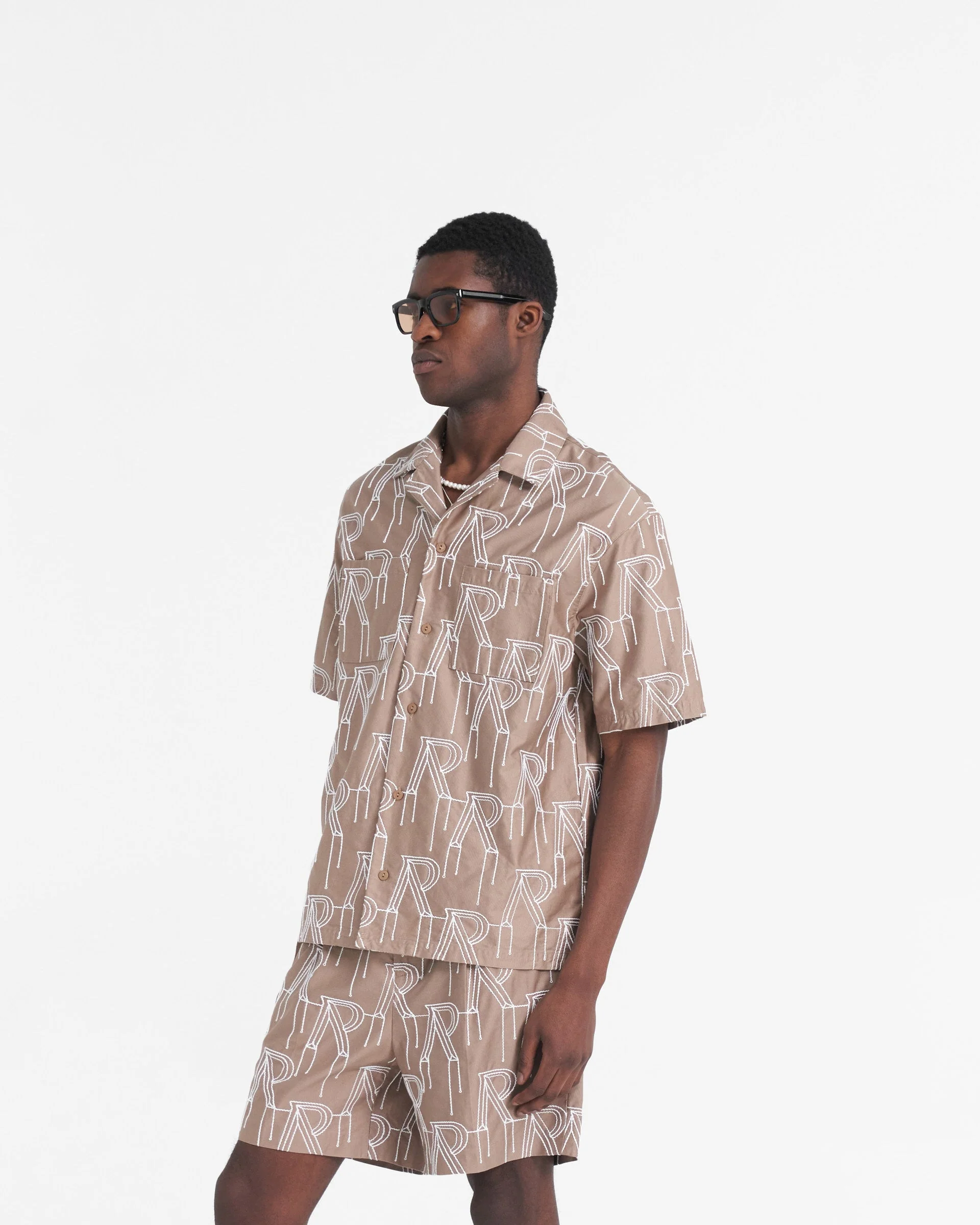 Embroidered Initial Overshirt - Washed Taupe - Image 2