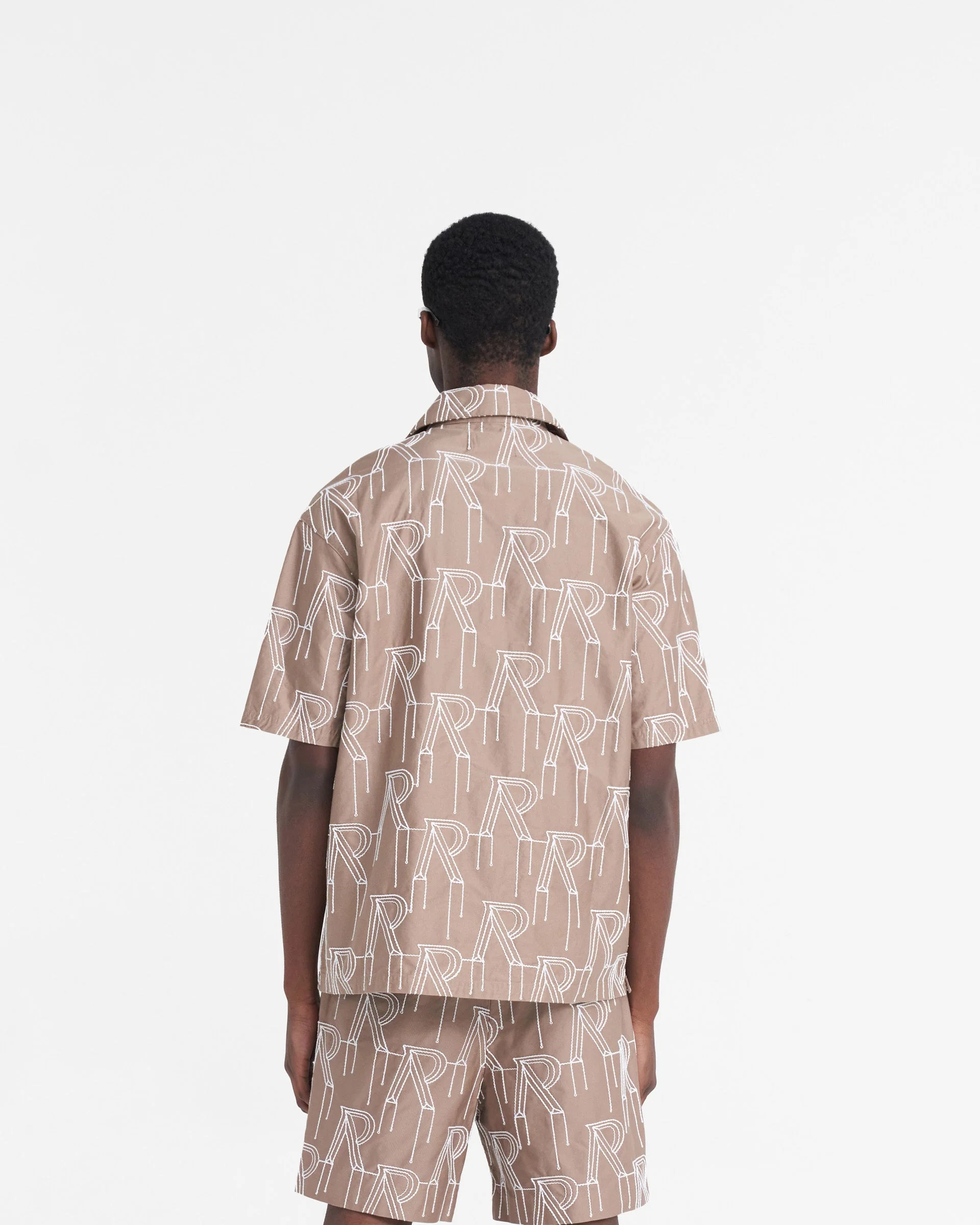 Embroidered Initial Overshirt - Washed Taupe - Image 4