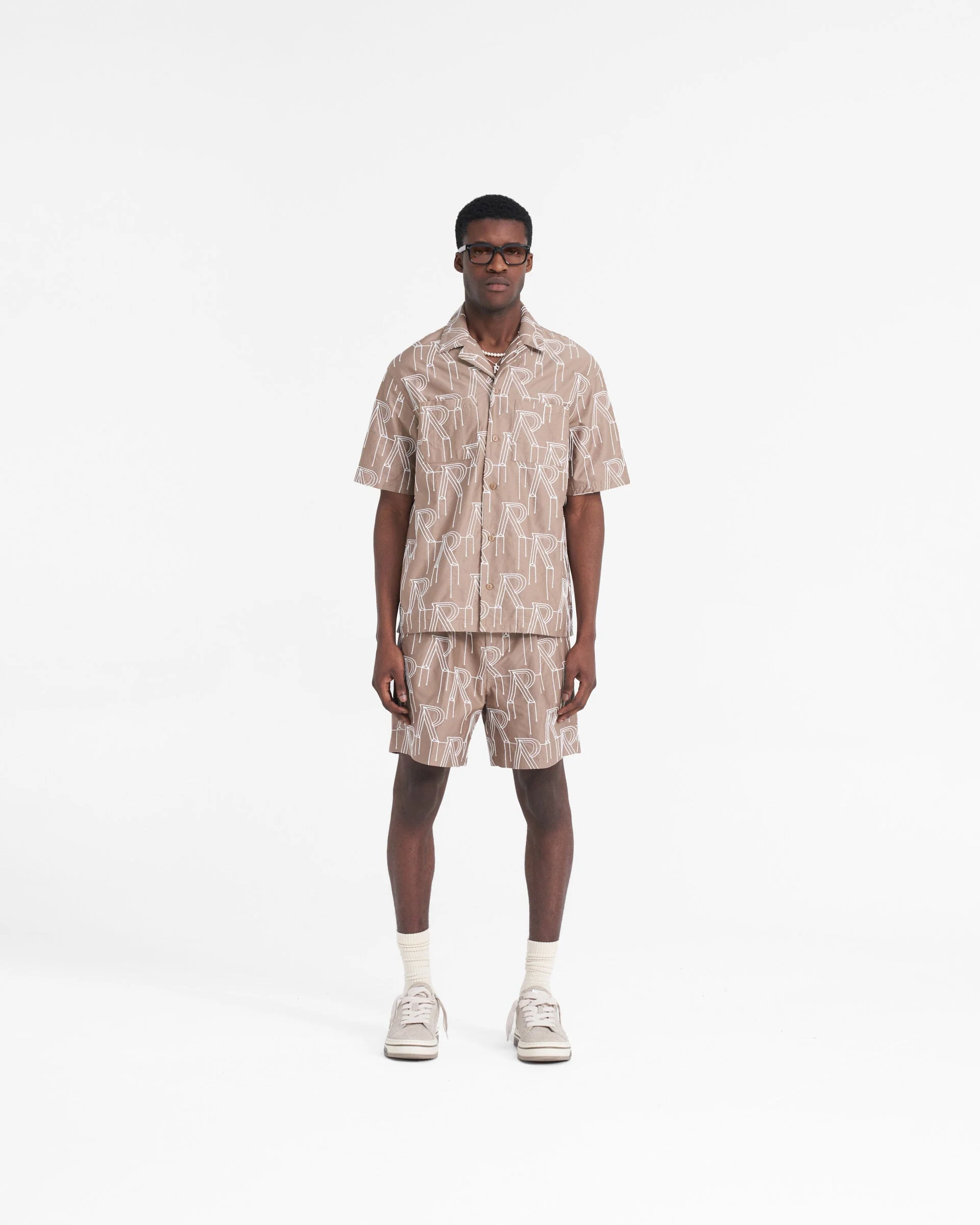 Embroidered Initial Overshirt - Washed Taupe - Image 5