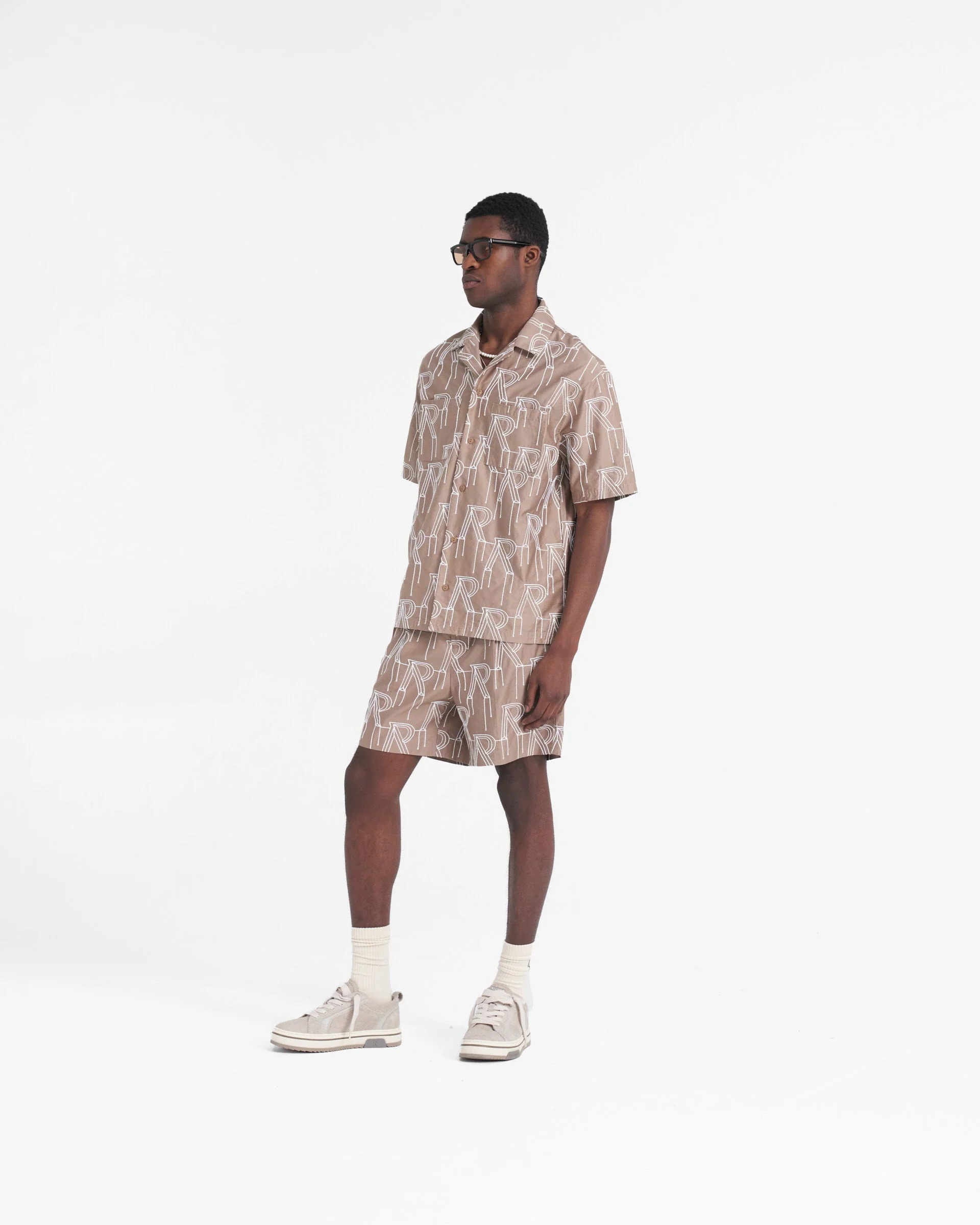 Embroidered Initial Overshirt - Washed Taupe - Image 6
