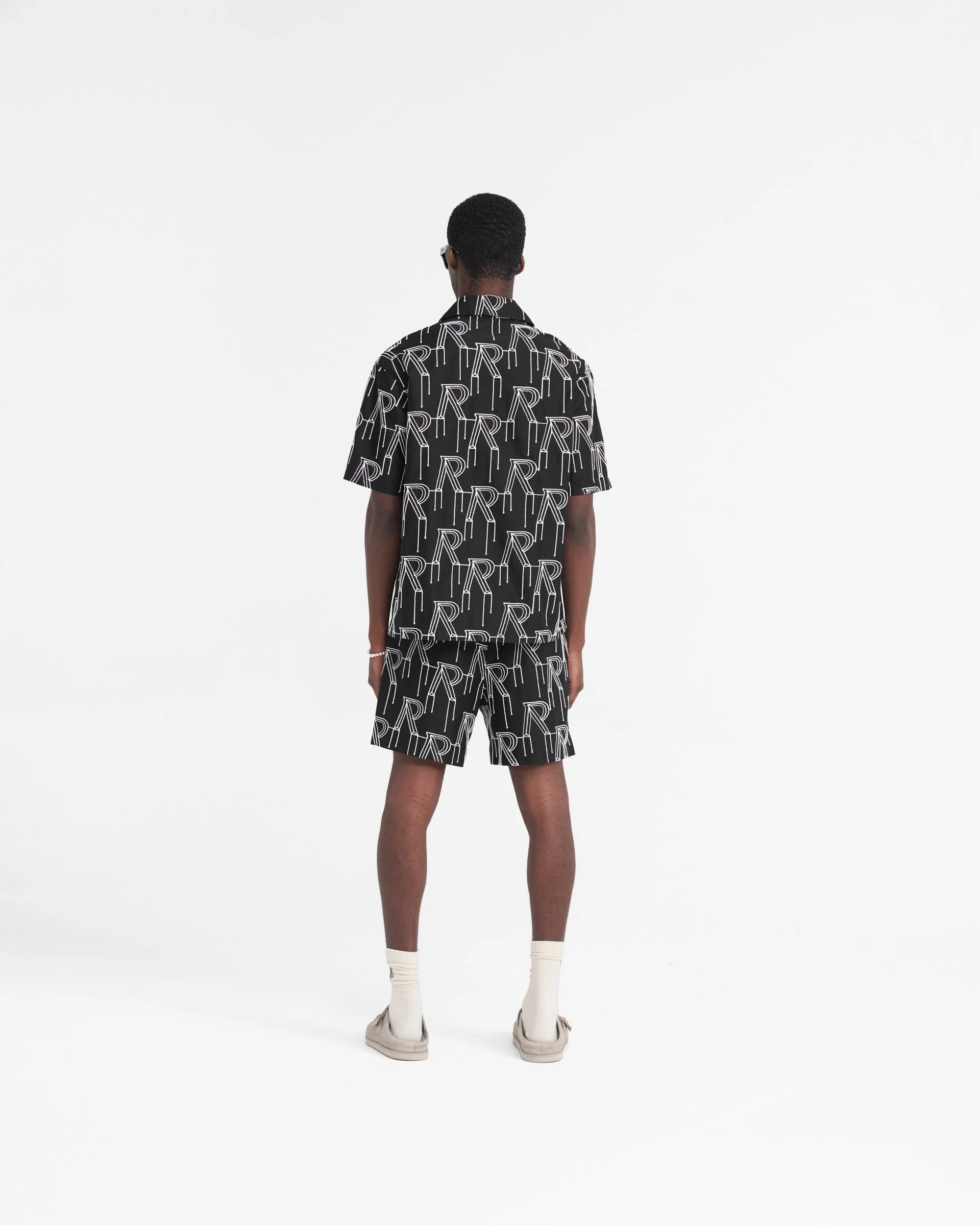 Embroidered Initial Tailored Short - Black - Image 8