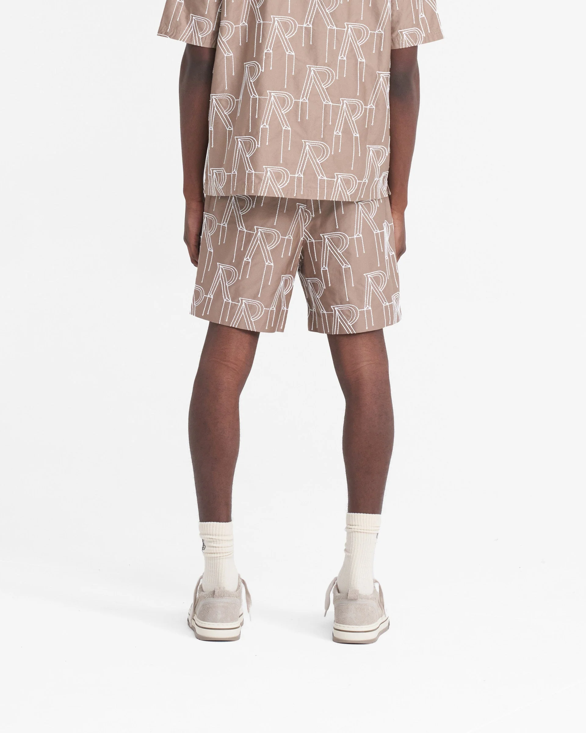 Embroidered Initial Tailored Short - Washed Taupe - Image 4