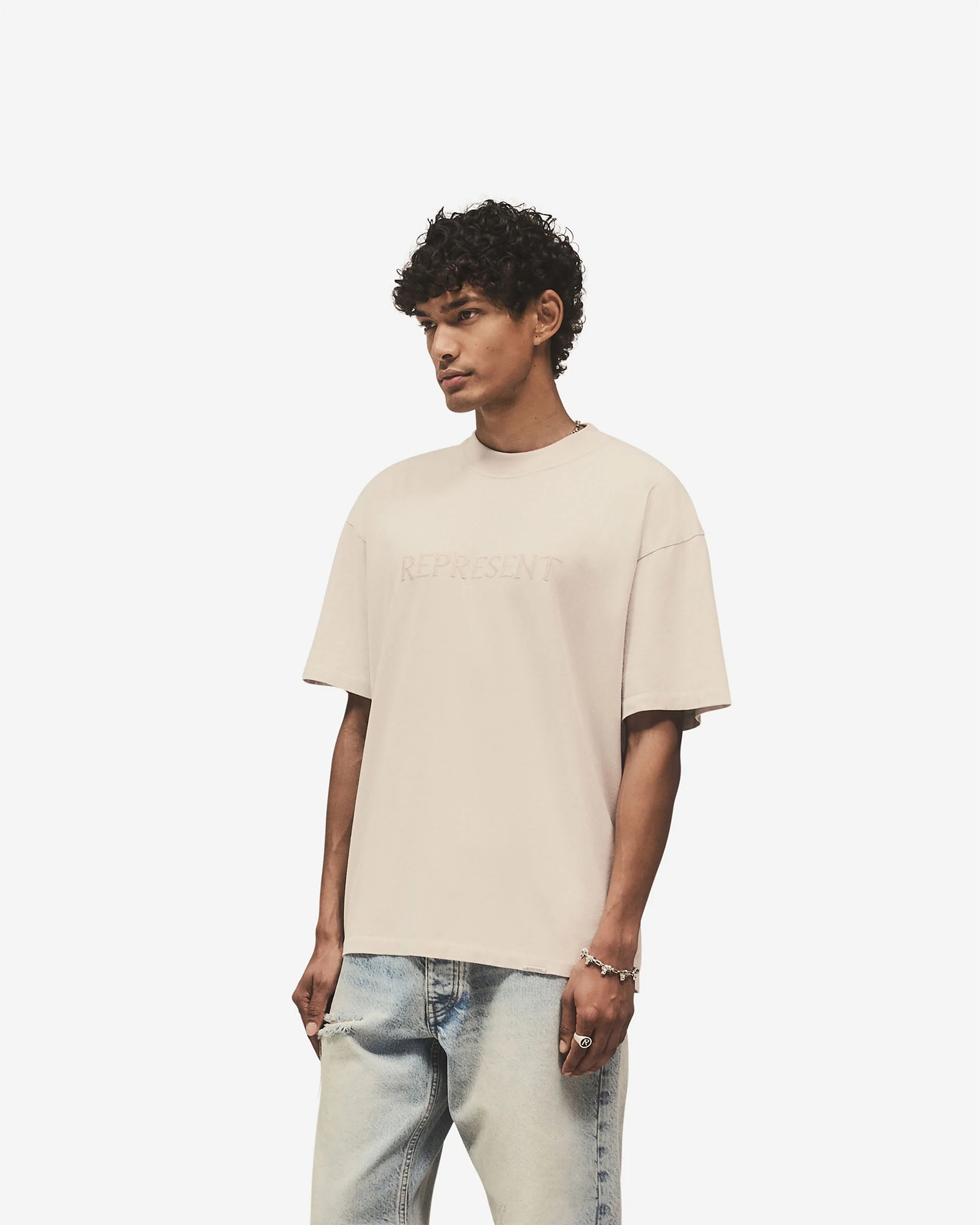 Embroidered Serif Logo T-Shirt - Concrete - Image 2