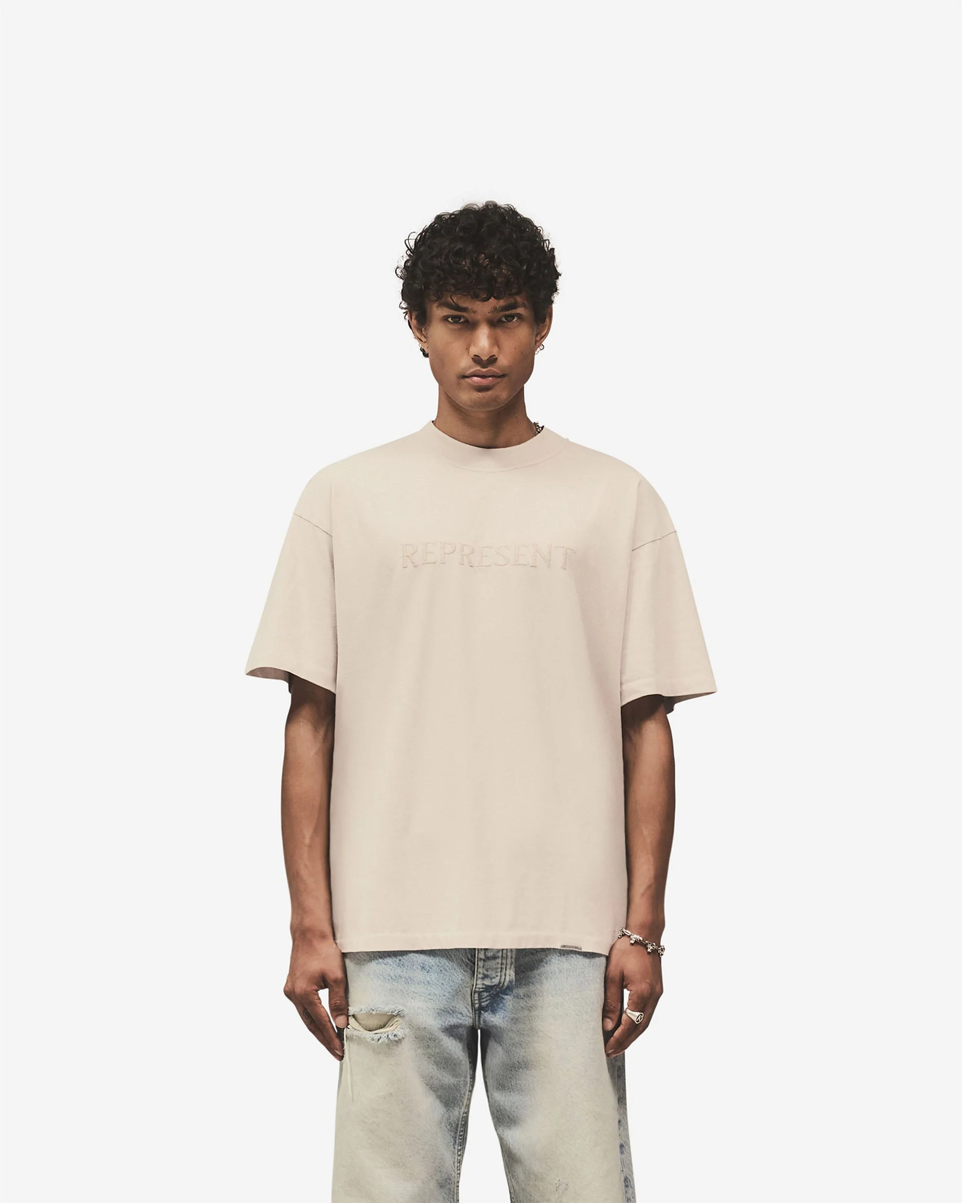 Embroidered Serif Logo T-Shirt - Concrete - Image 4